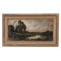 Albert duVannes Tonalist Landscape Oil Painting, Early 20th Century