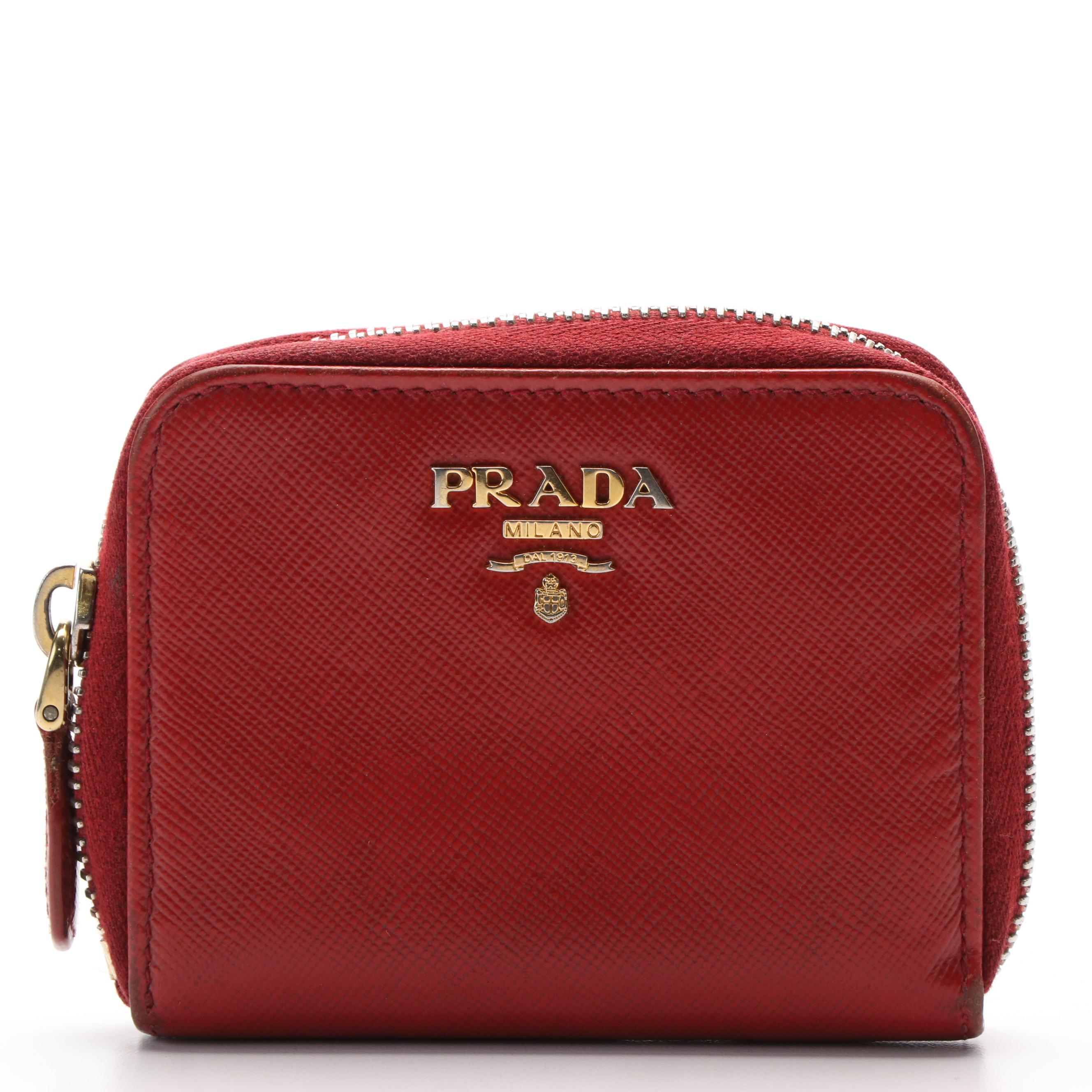 Prada  Zip Around Wallet in Red Leather