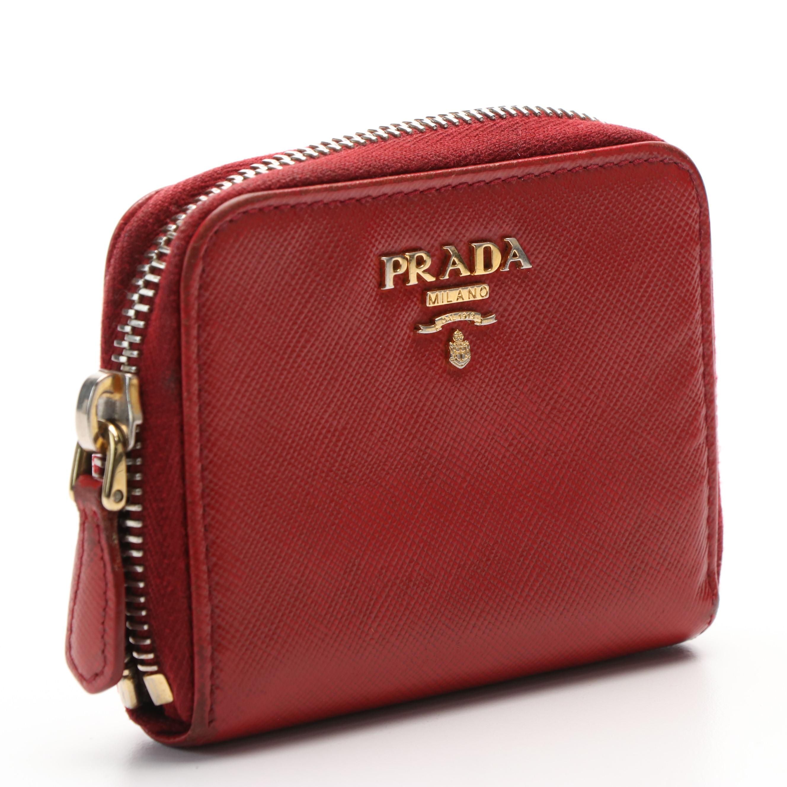 Prada  Zip Around Wallet in Red Leather