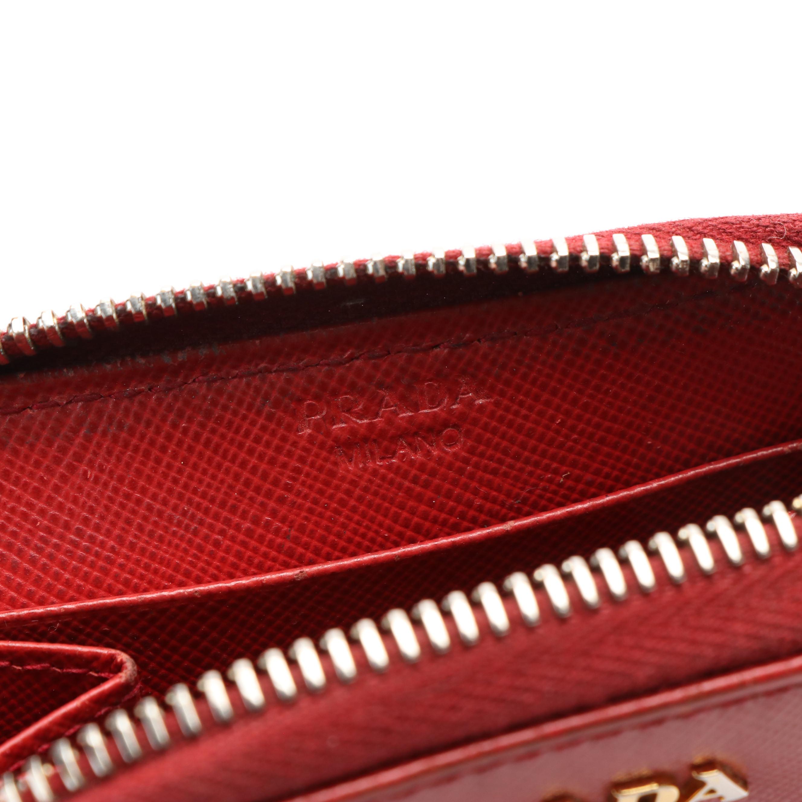 Prada  Zip Around Wallet in Red Leather