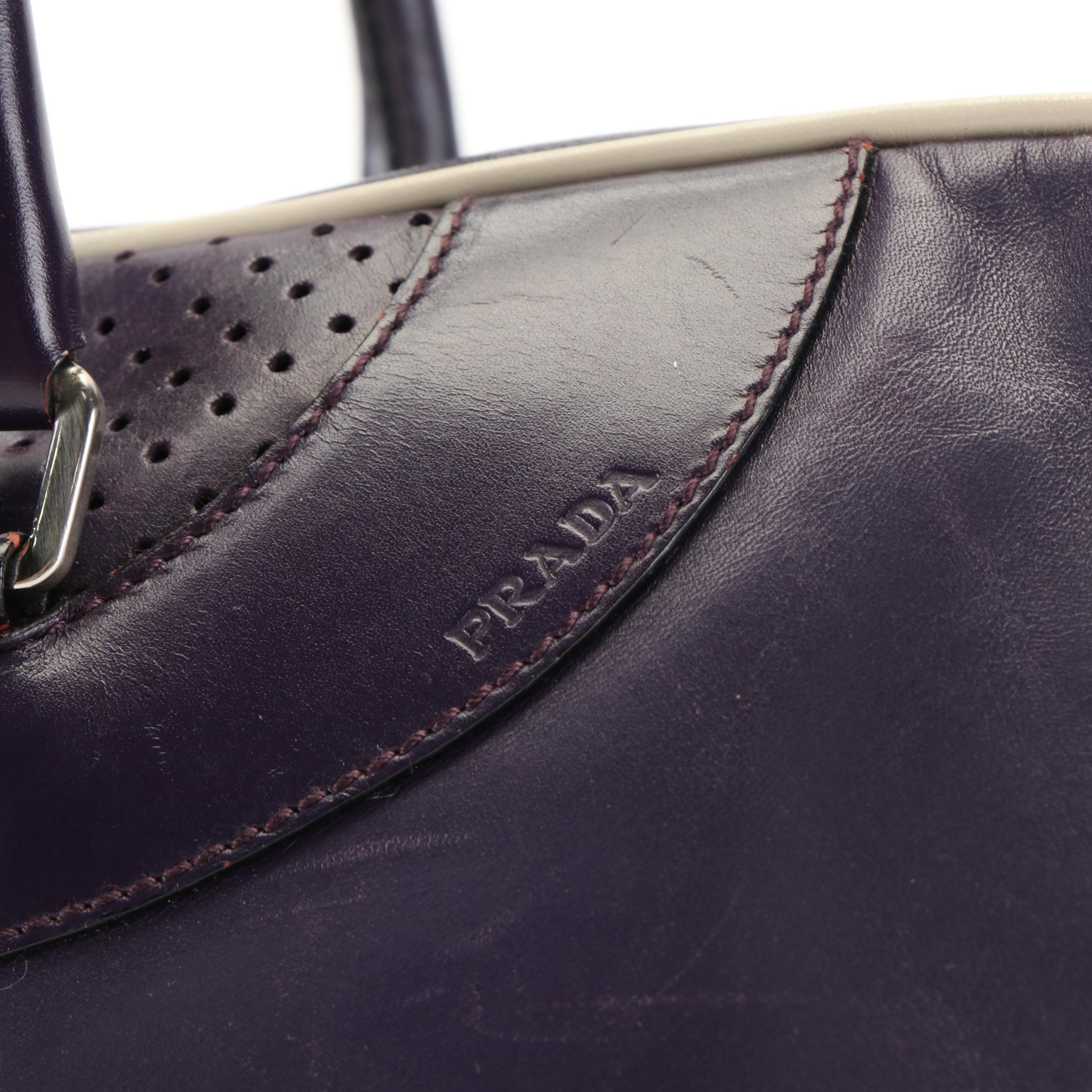 Prada Vitello Drive Handbag in Purple Leather