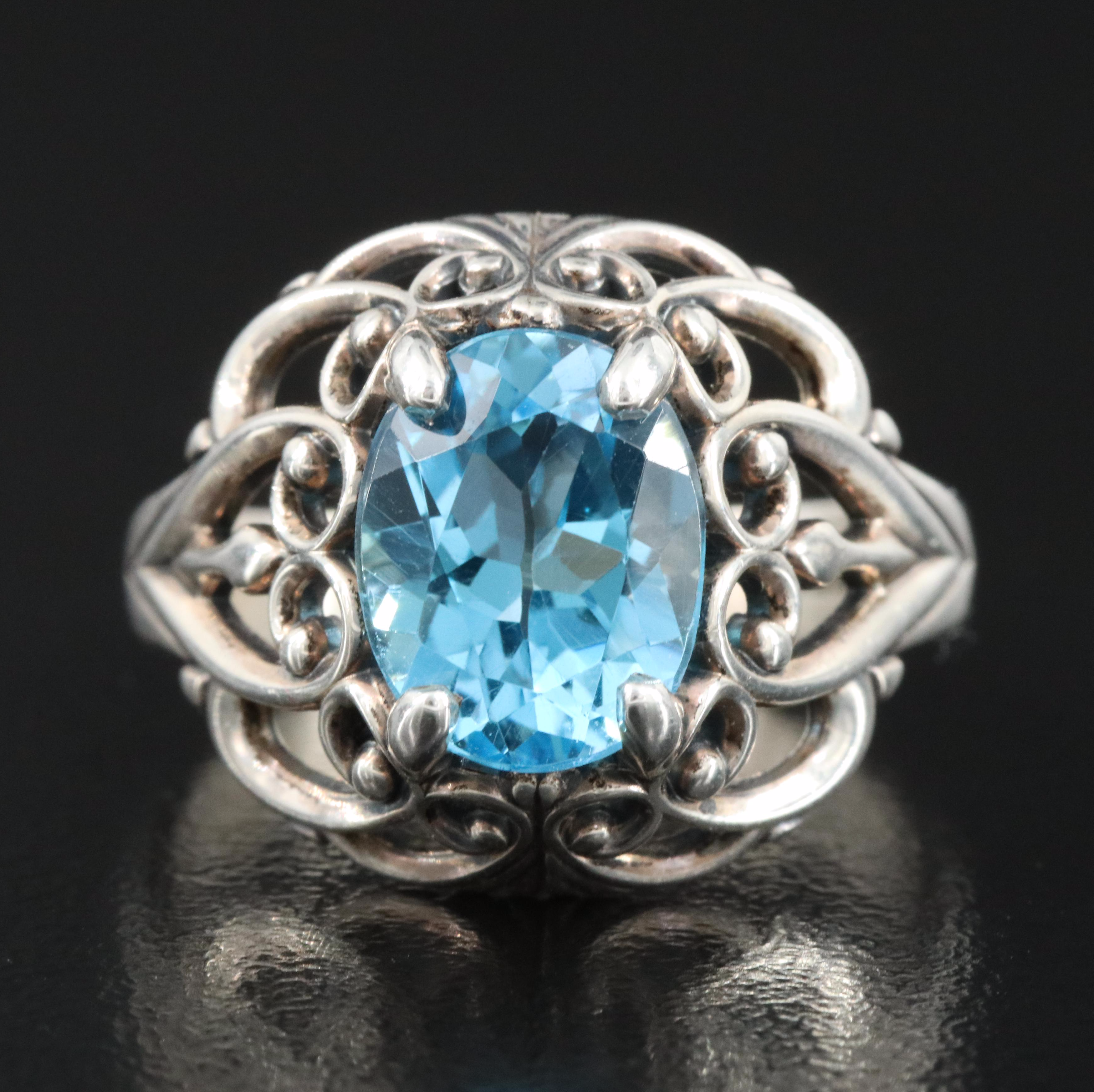 Kabana Sterling Topaz Solitaire Ring