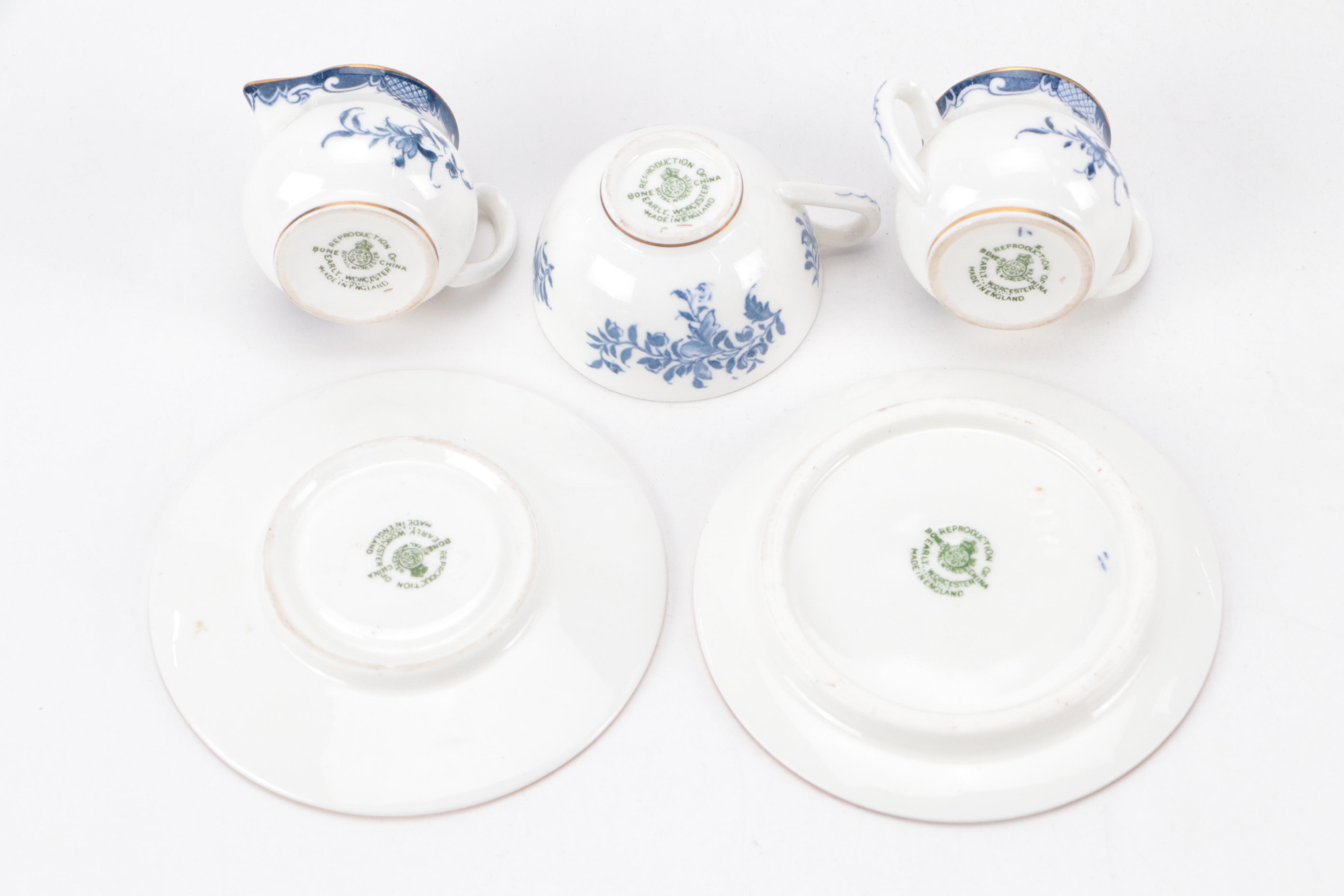 Royal Worcester Bone China Reproduction Miniature Tea Set with Porcelain Dishes