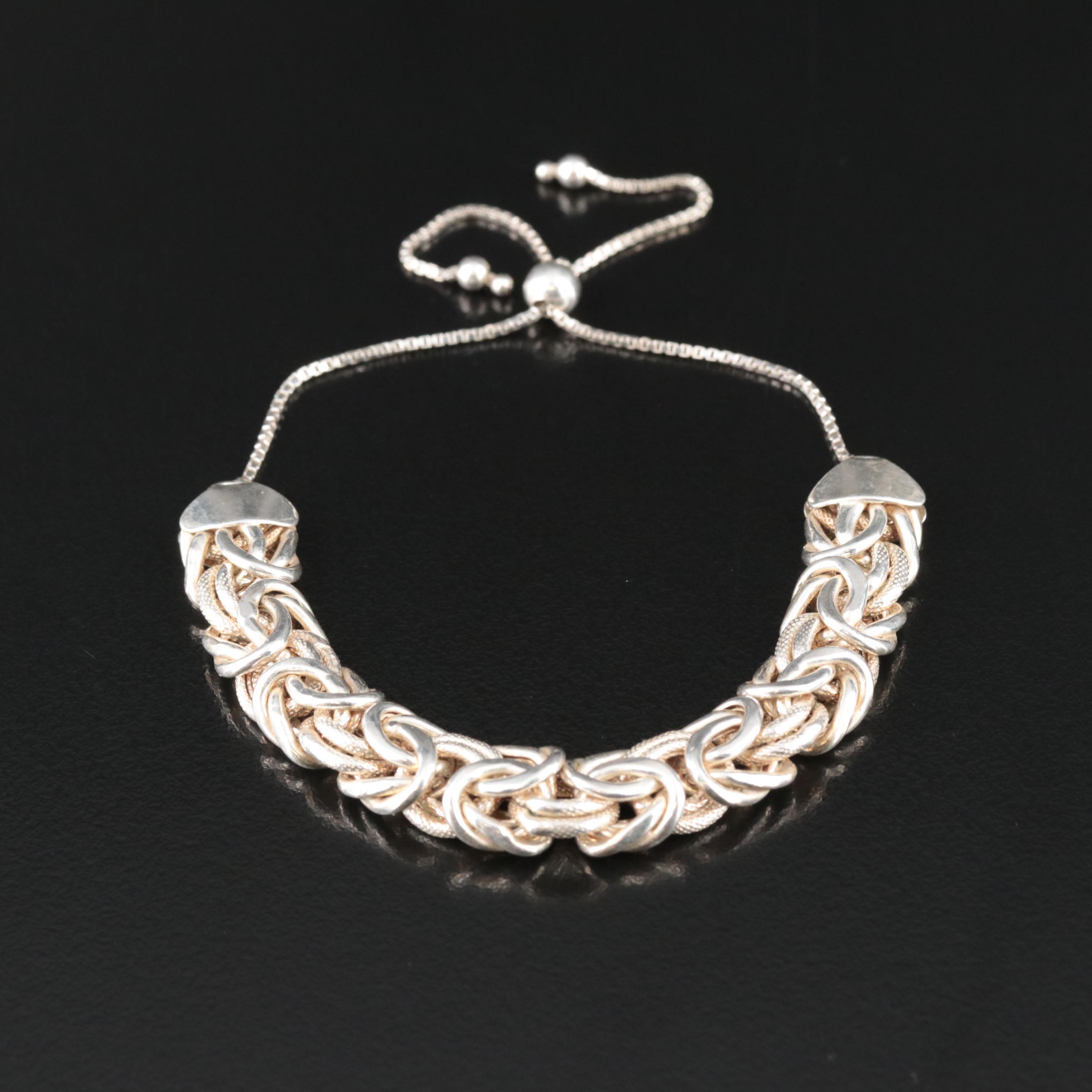 Sterling Byzantine Bolo Chain Bracelet