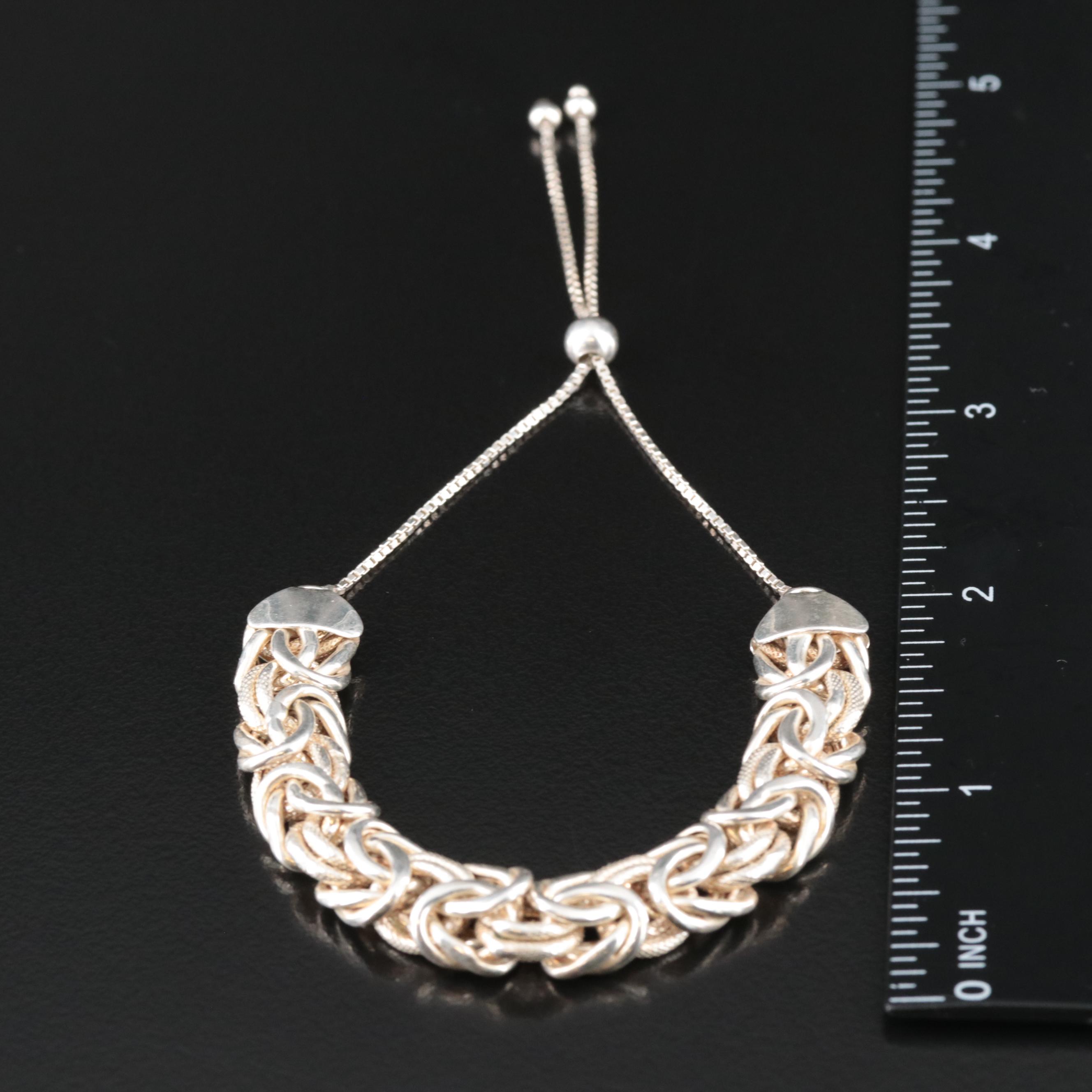 Sterling Byzantine Bolo Chain Bracelet