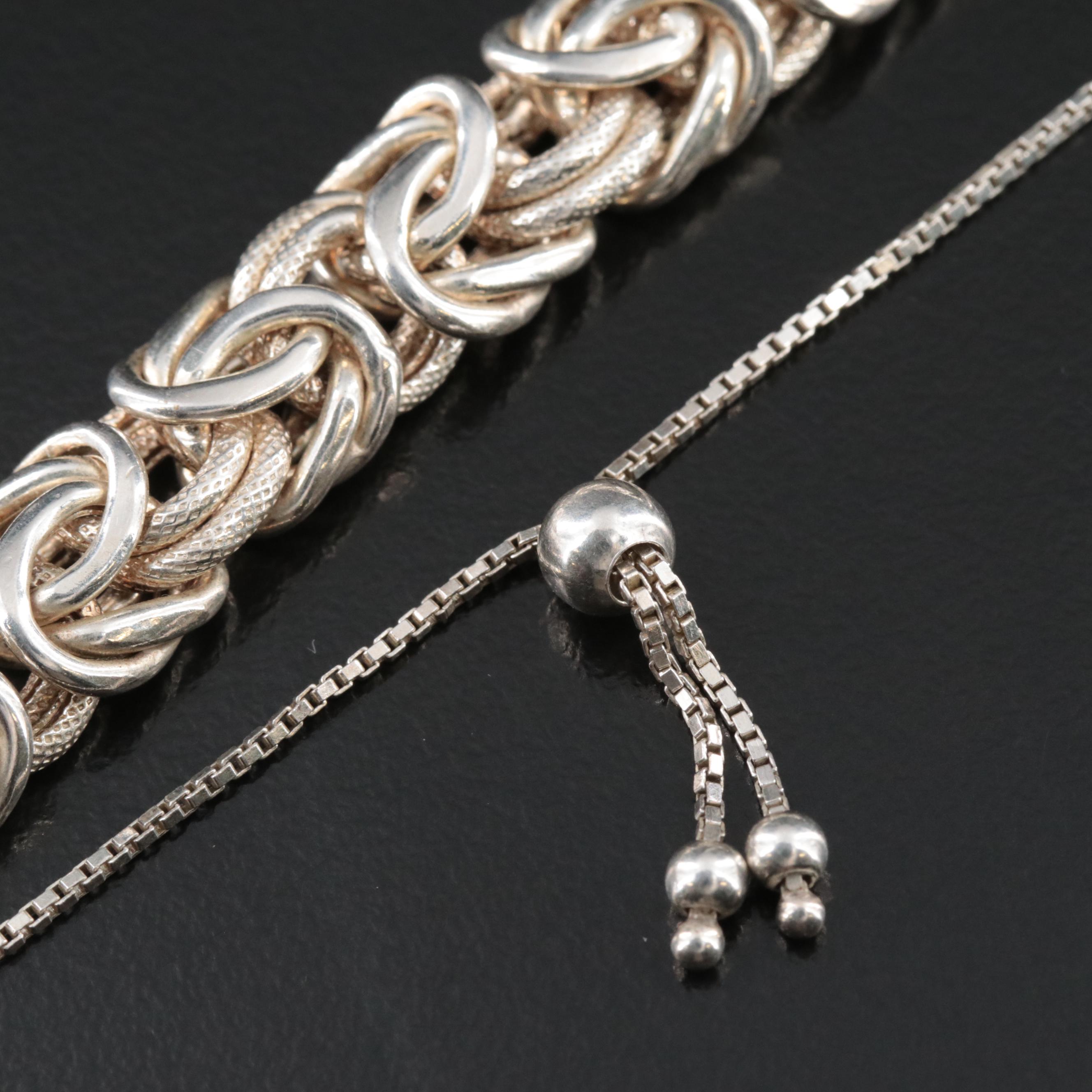 Sterling Byzantine Bolo Chain Bracelet