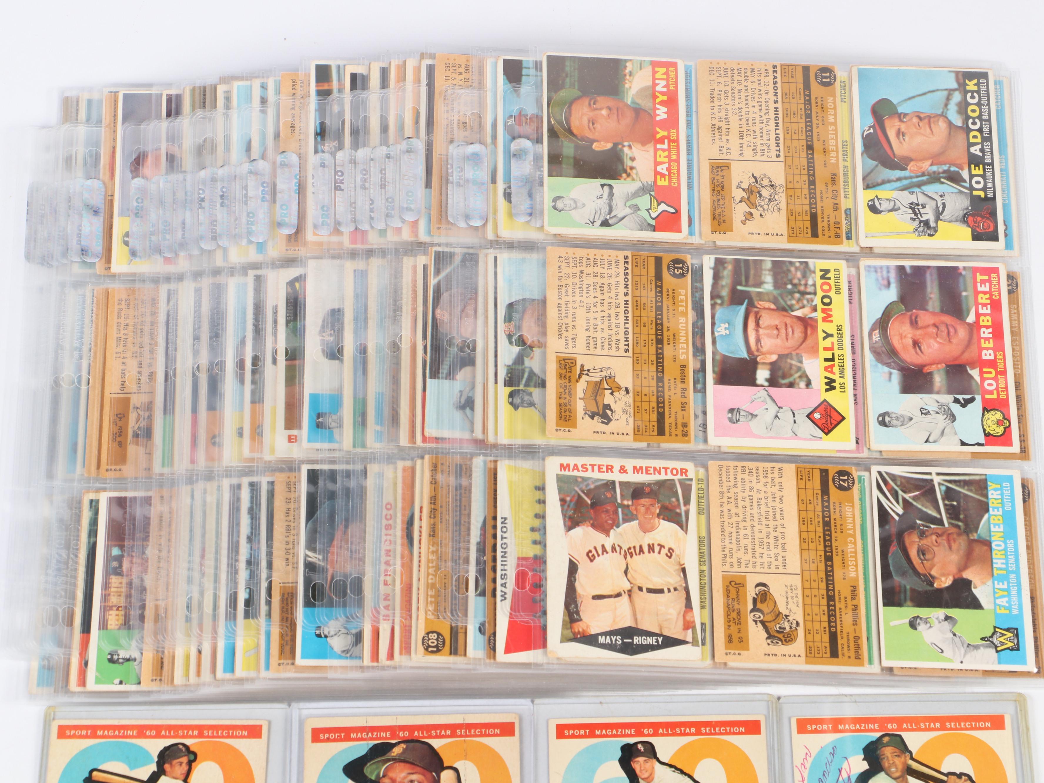 1960 Topps Baseball Cards Featuring Bob Gibson, Ernie Banks, Willie Mays, More