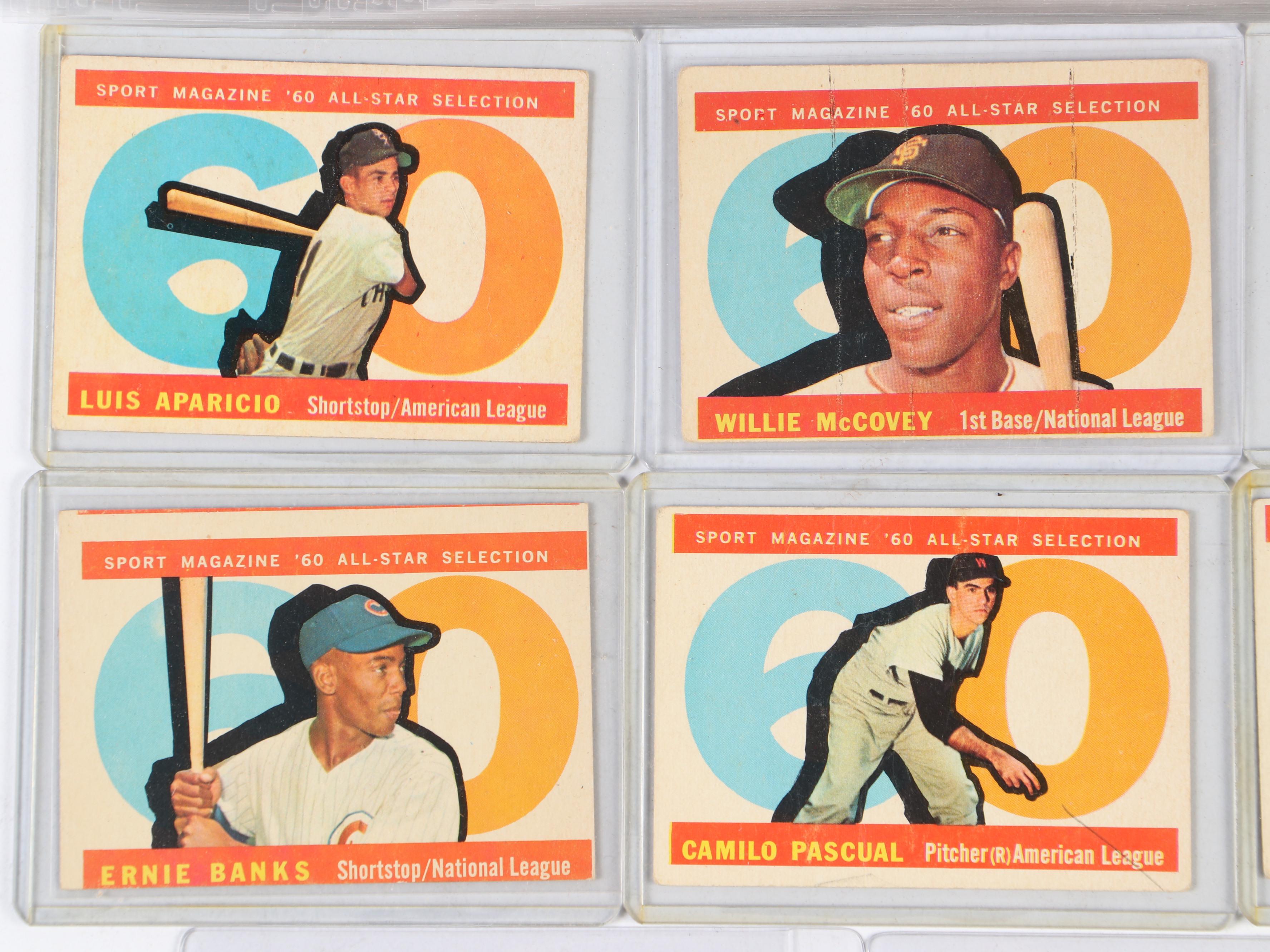 1960 Topps Baseball Cards Featuring Bob Gibson, Ernie Banks, Willie Mays, More