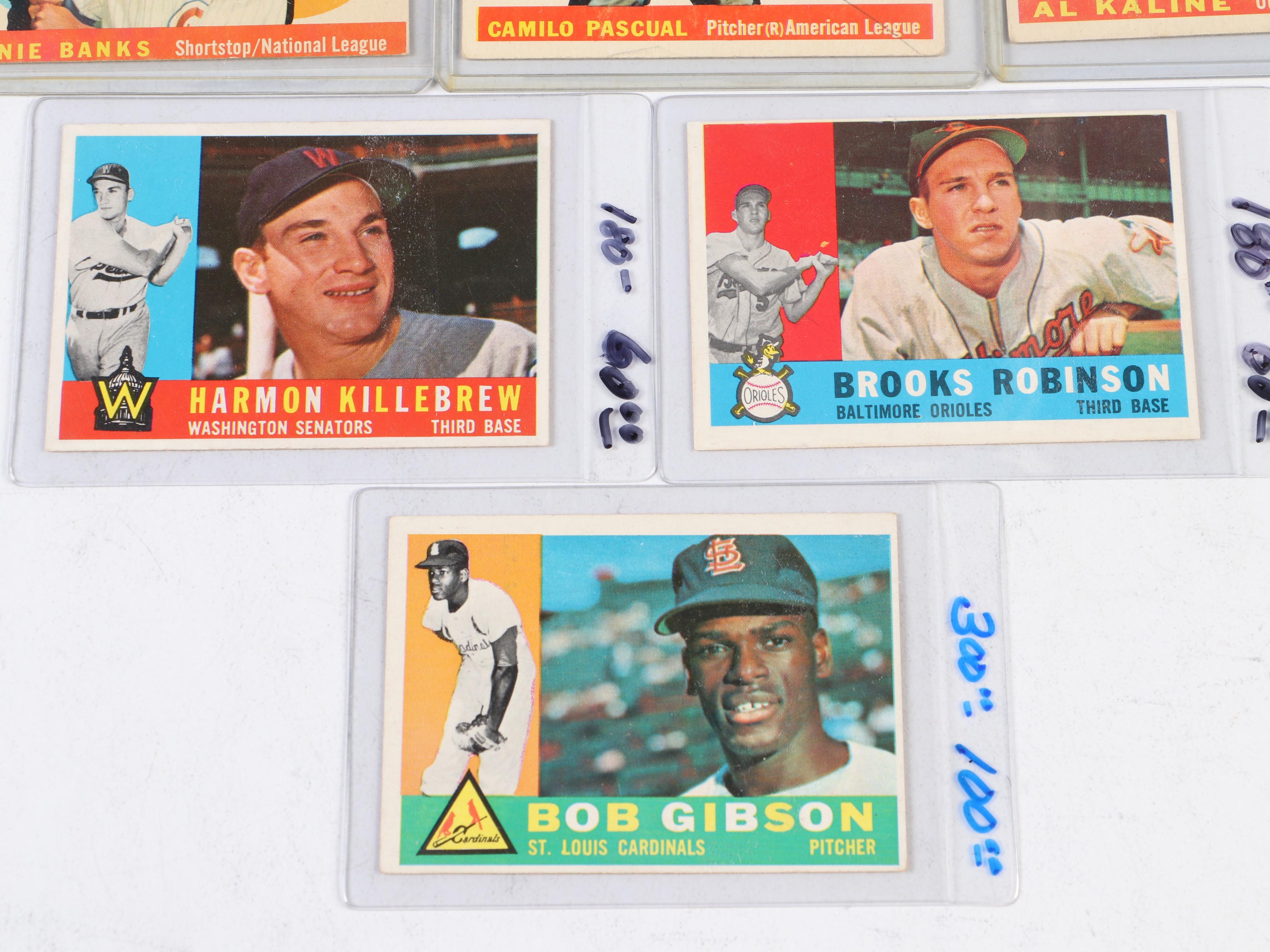 1960 Topps Baseball Cards Featuring Bob Gibson, Ernie Banks, Willie Mays, More