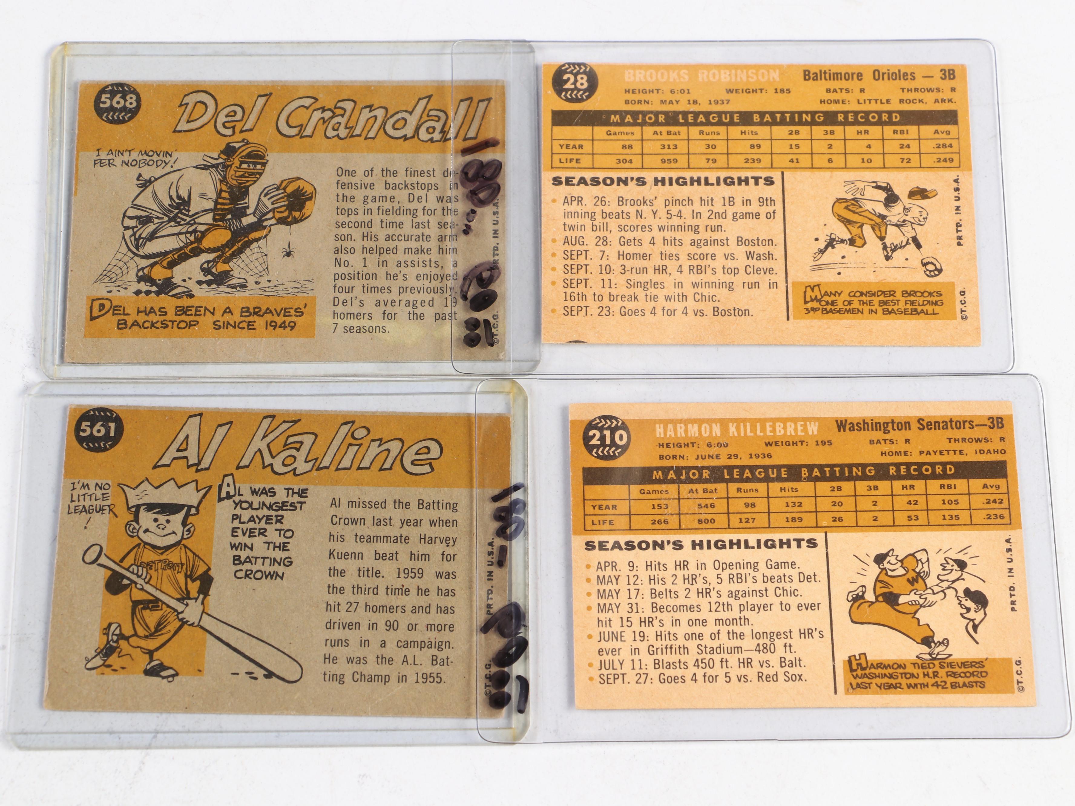 1960 Topps Baseball Cards Featuring Bob Gibson, Ernie Banks, Willie Mays, More