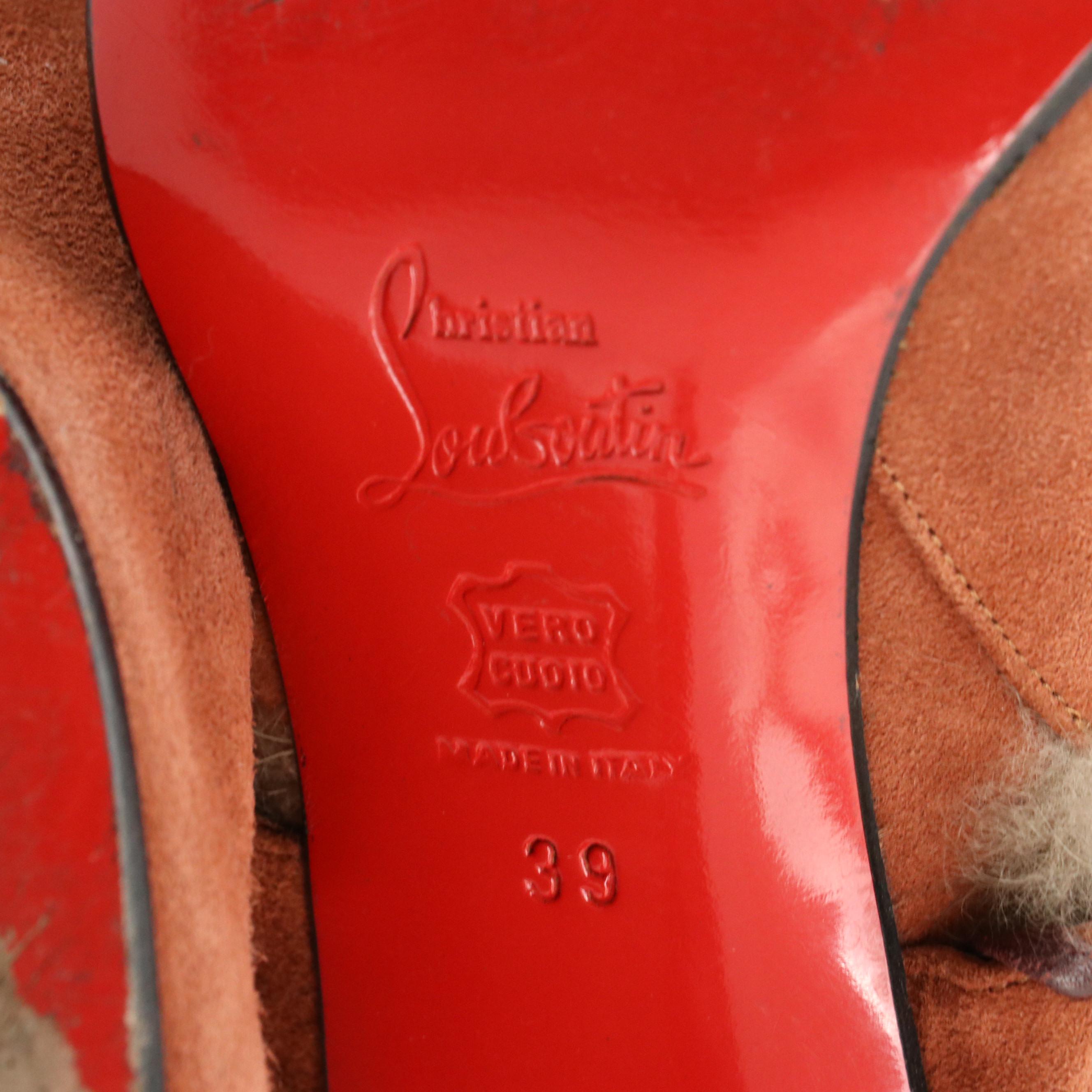 Christian Louboutin Suede High Heel Ankle Boots with Fur Trim