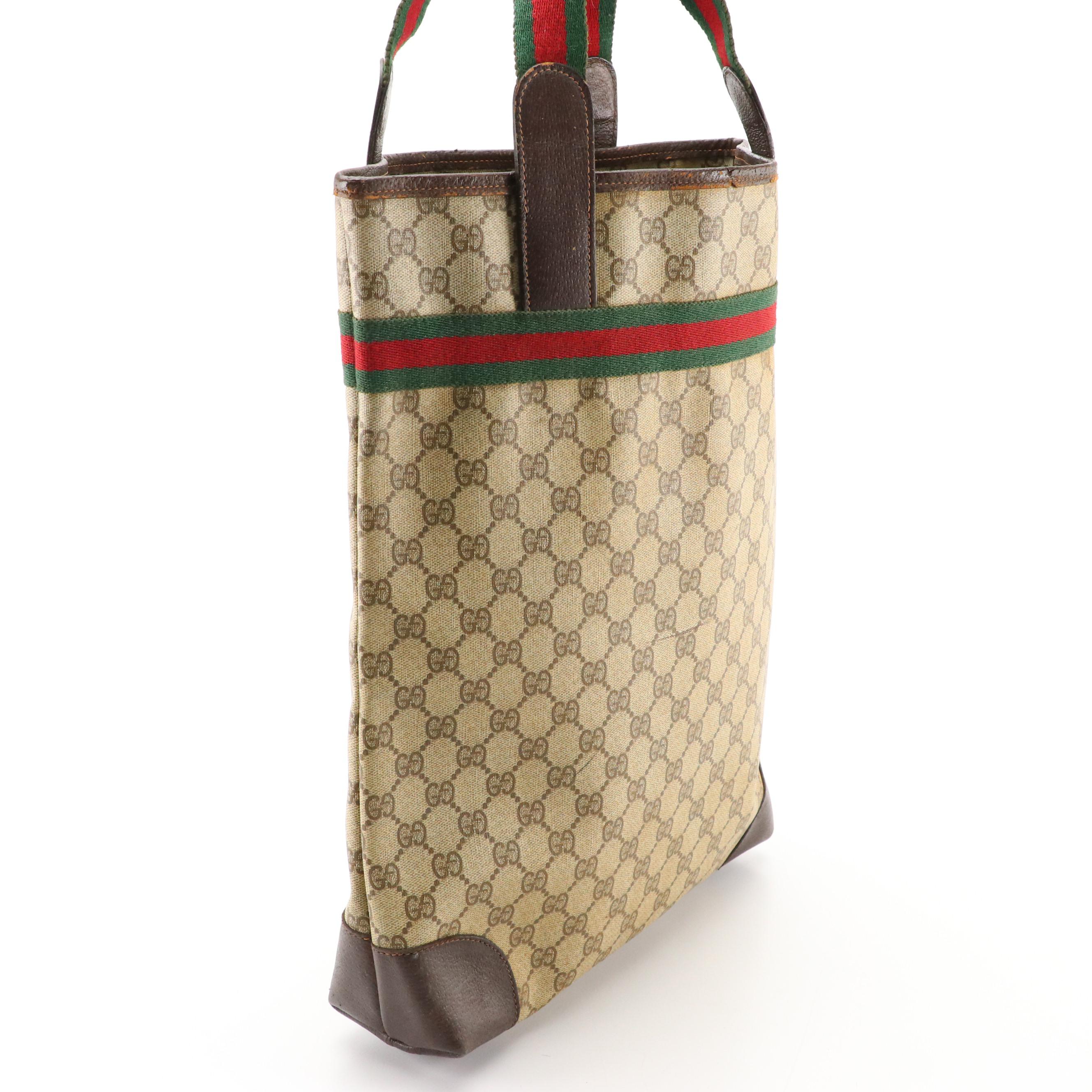 Gucci Web Stripe Tall Tote in GG Supreme Canvas, circa 1970