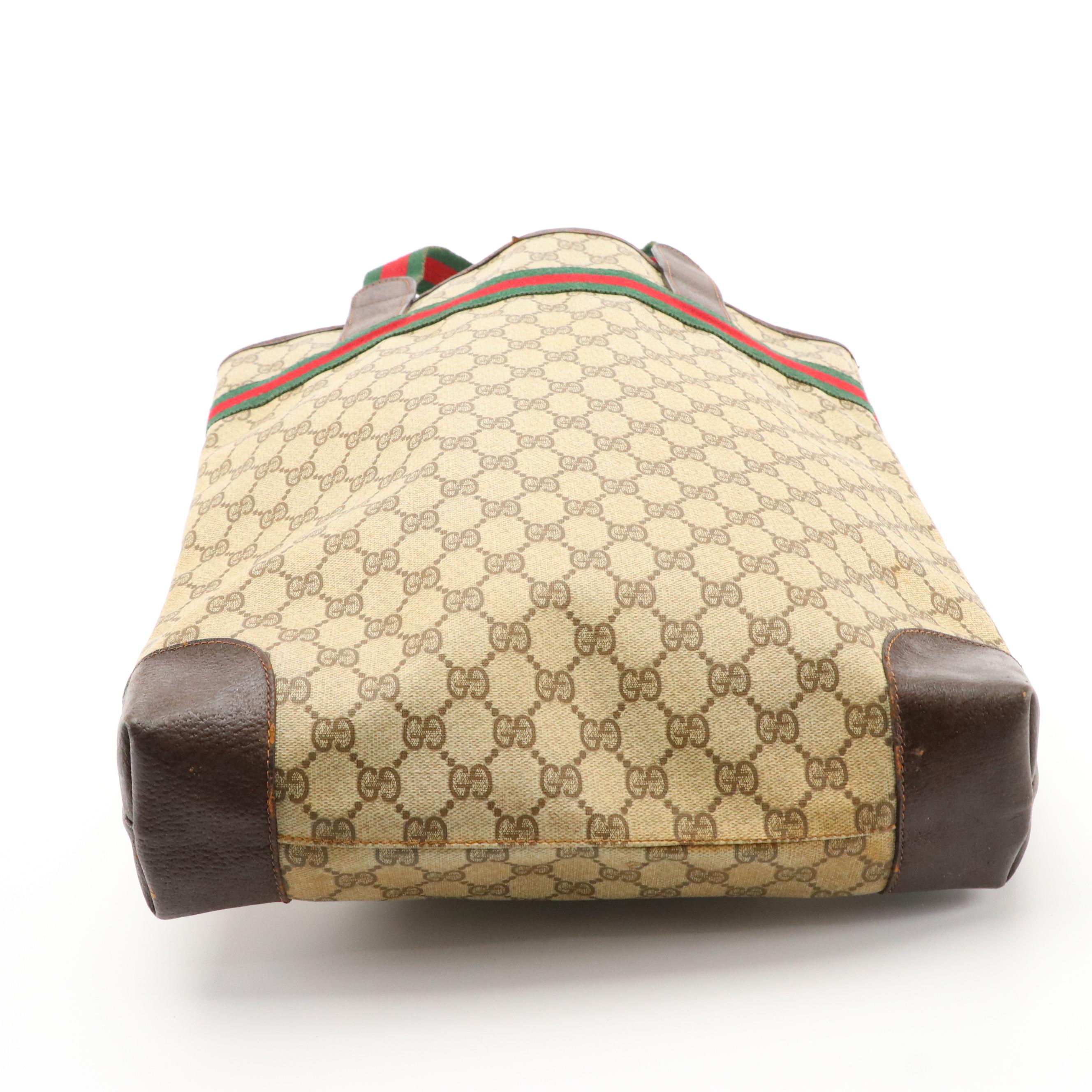 Gucci Web Stripe Tall Tote in GG Supreme Canvas, circa 1970