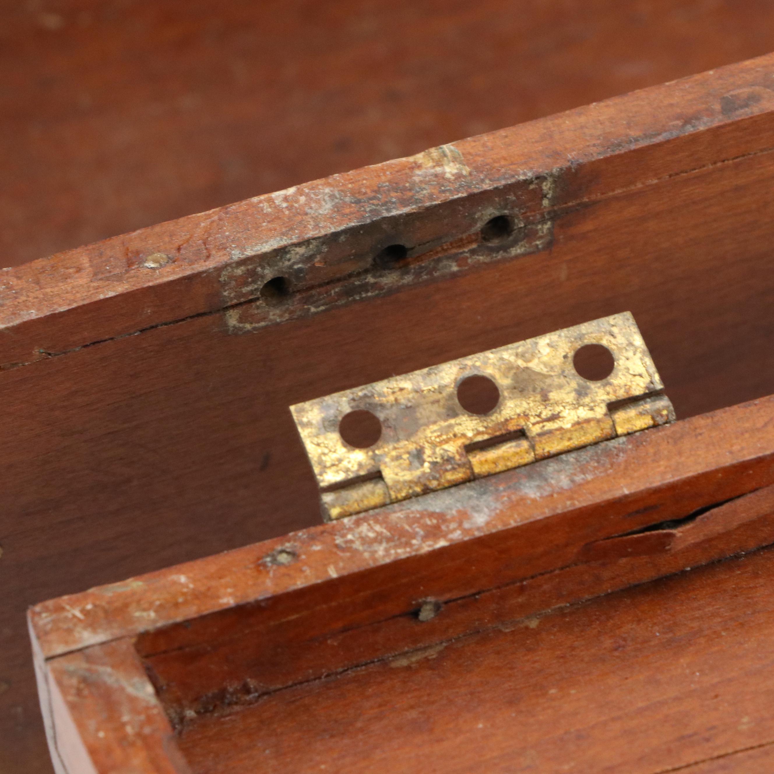 Brass Handled Wooden Lock Box with Divided Wooden Storage Box