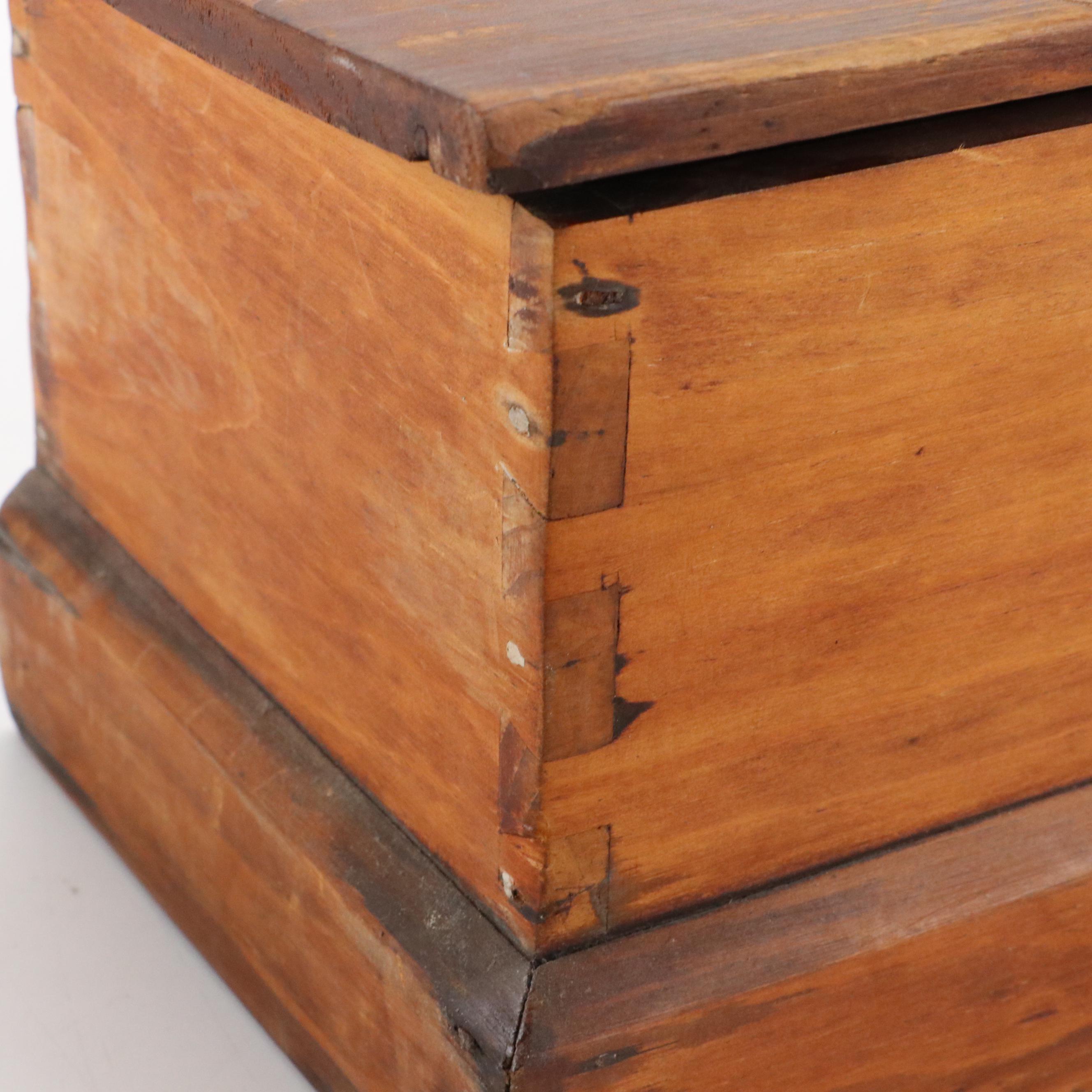 Brass Handled Wooden Lock Box with Divided Wooden Storage Box