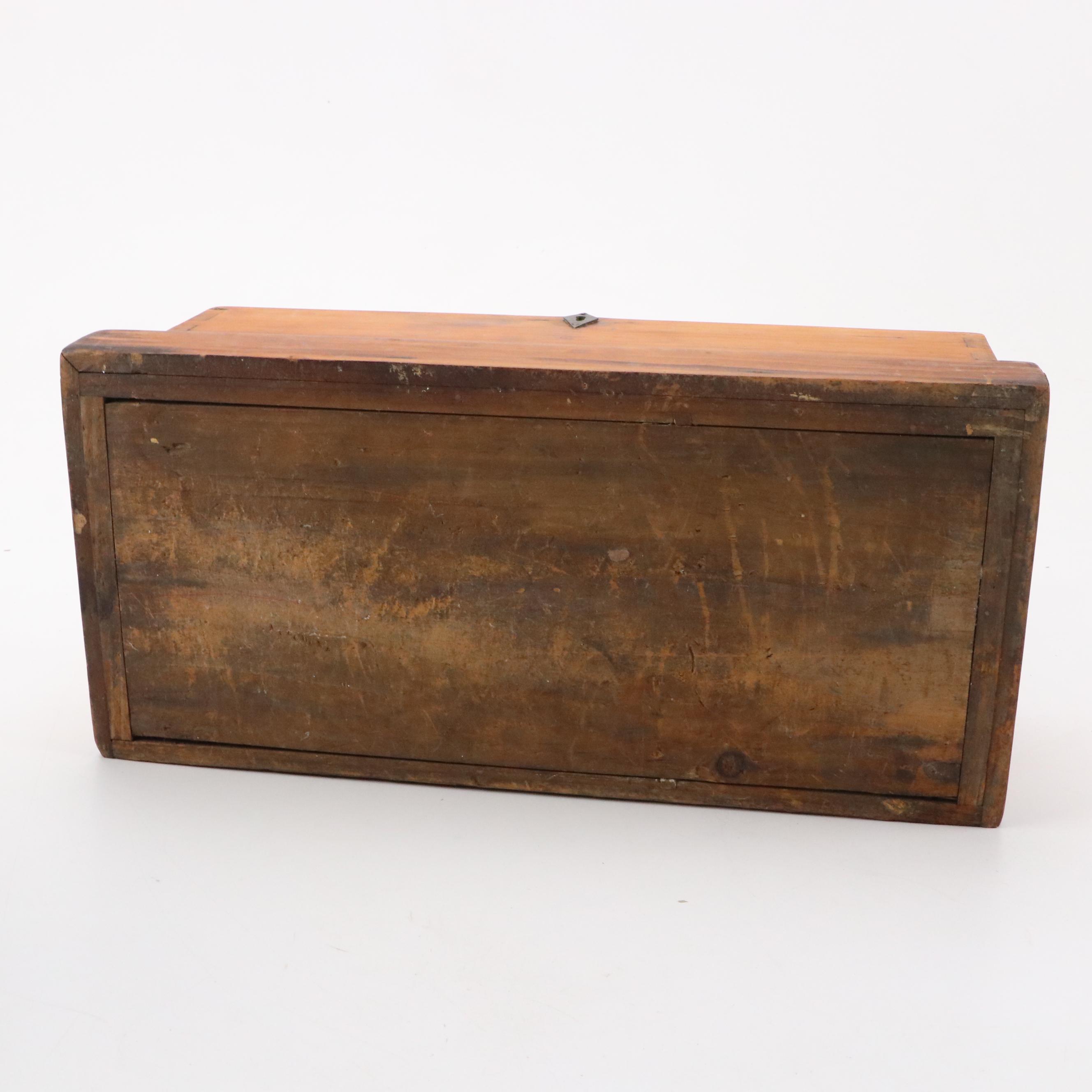 Brass Handled Wooden Lock Box with Divided Wooden Storage Box