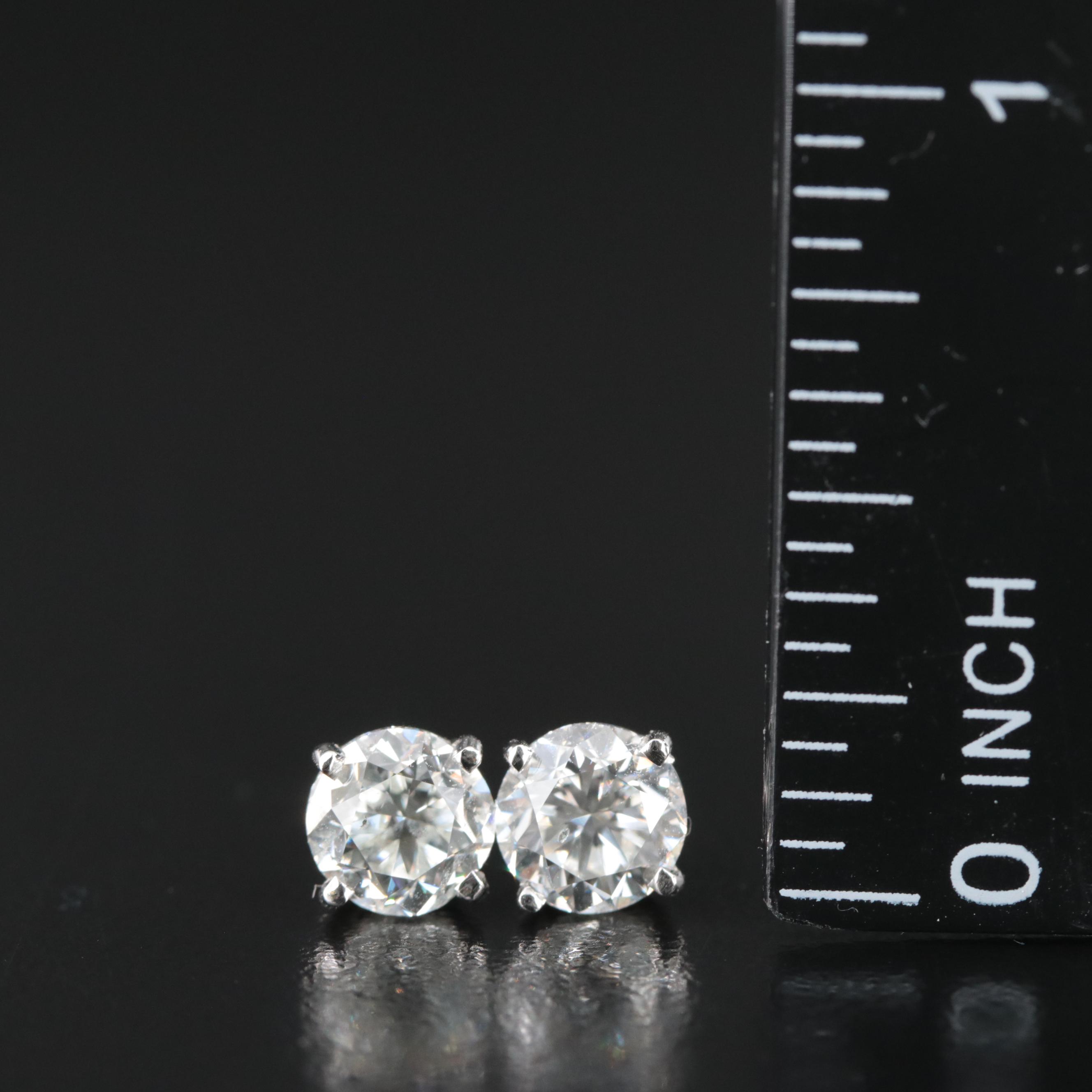Platinum 2.00 CTW Diamond Stud Earrings with Digital Online GIA eReports