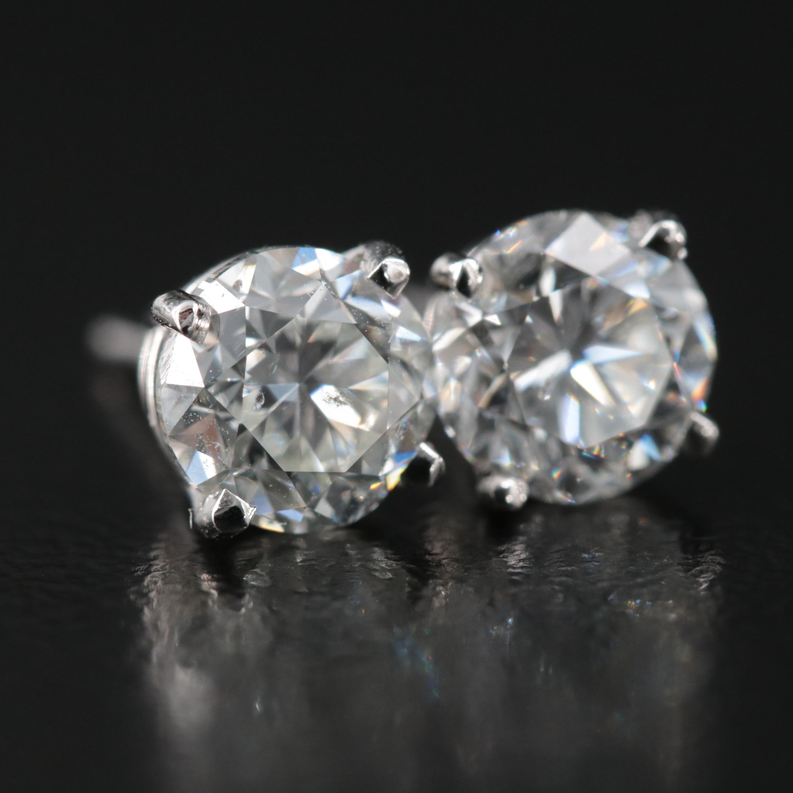 Platinum 2.00 CTW Diamond Stud Earrings with Digital Online GIA eReports