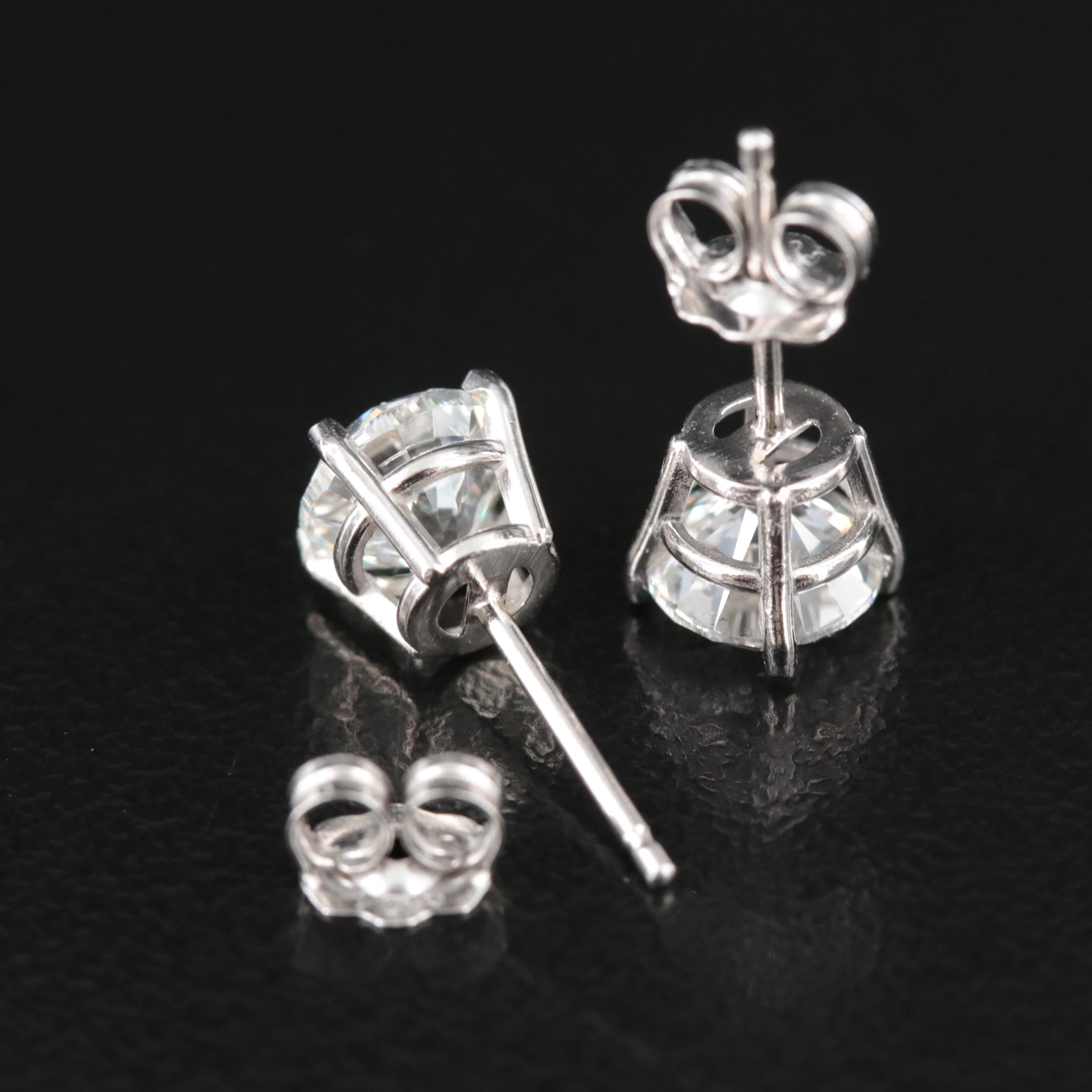 Platinum 2.00 CTW Diamond Stud Earrings with Digital Online GIA eReports