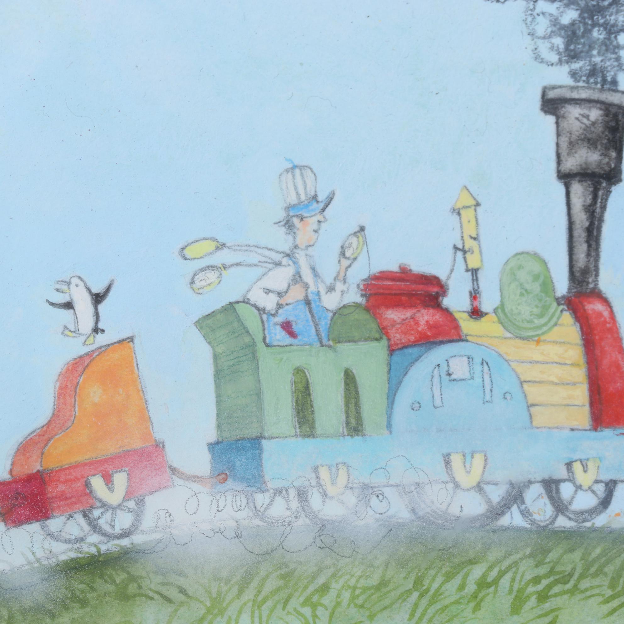 Will Hillenbrand Watercolor Painting Scene From "Down by the Station," 1999