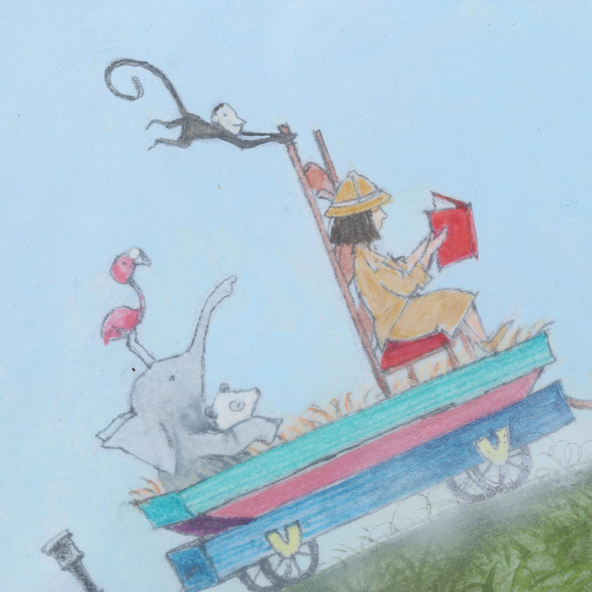 Will Hillenbrand Watercolor Painting Scene From "Down by the Station," 1999