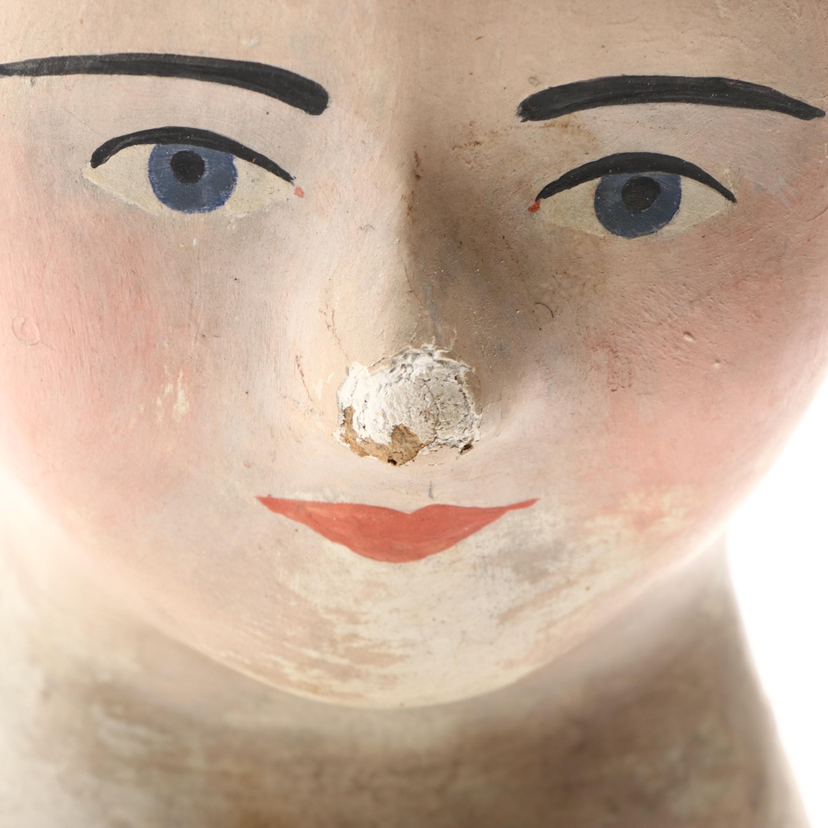 Papier-Mâché Milliners Head Form Hat Stands