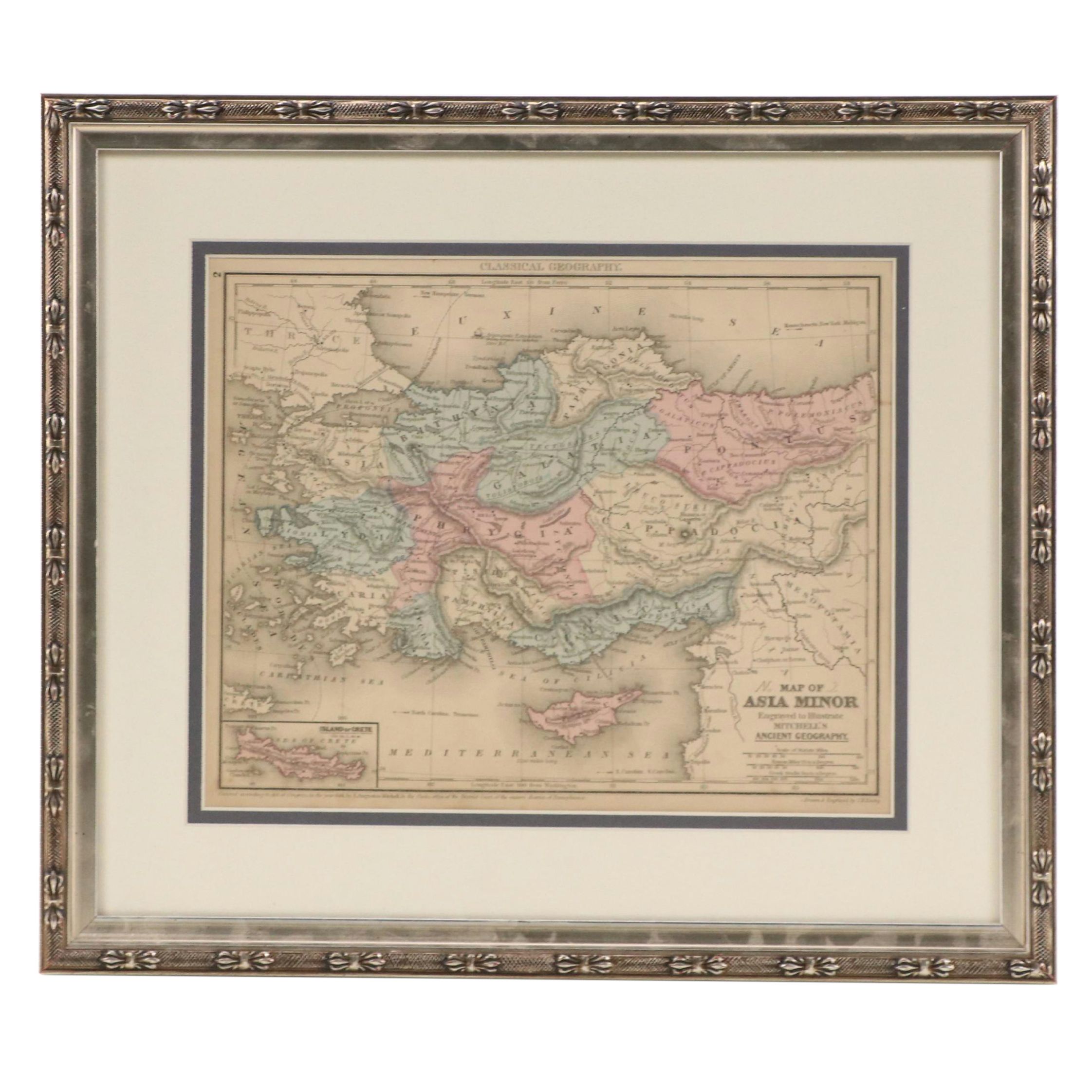 Hand-Colored Engraving Map "Map of Asia Minor," 1844