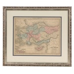 Hand-Colored Engraving Map "Map of Asia Minor," 1844