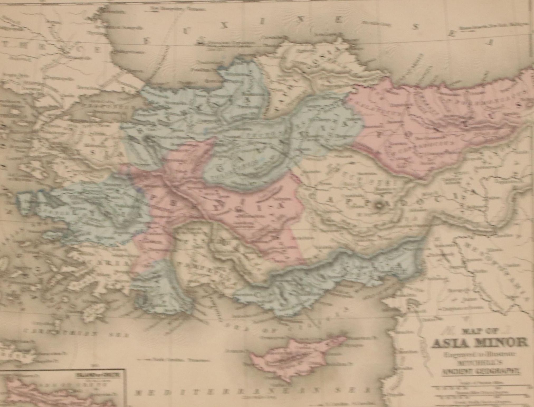 Hand-Colored Engraving Map "Map of Asia Minor," 1844