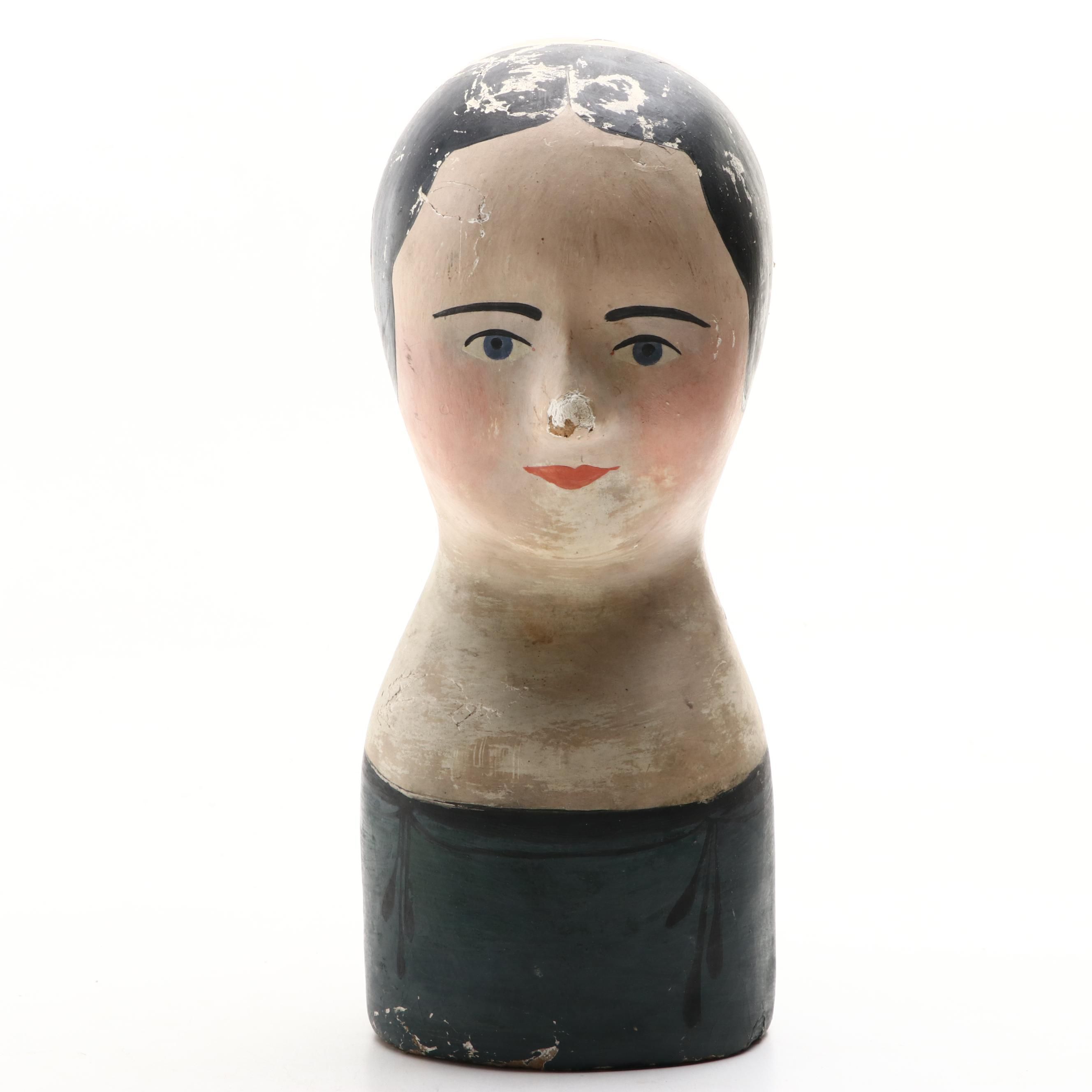 Papier-Mâché Milliners Head Form Hat Stands