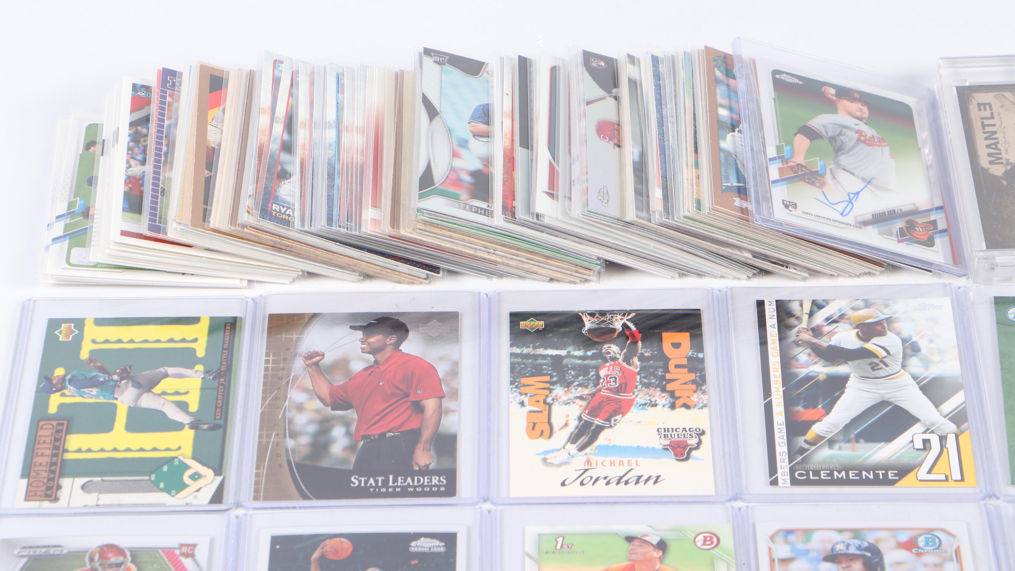 Prizm and Other Sports Cards with Tiger Woods, Michael Jordan, Ken Griffey Jr.
