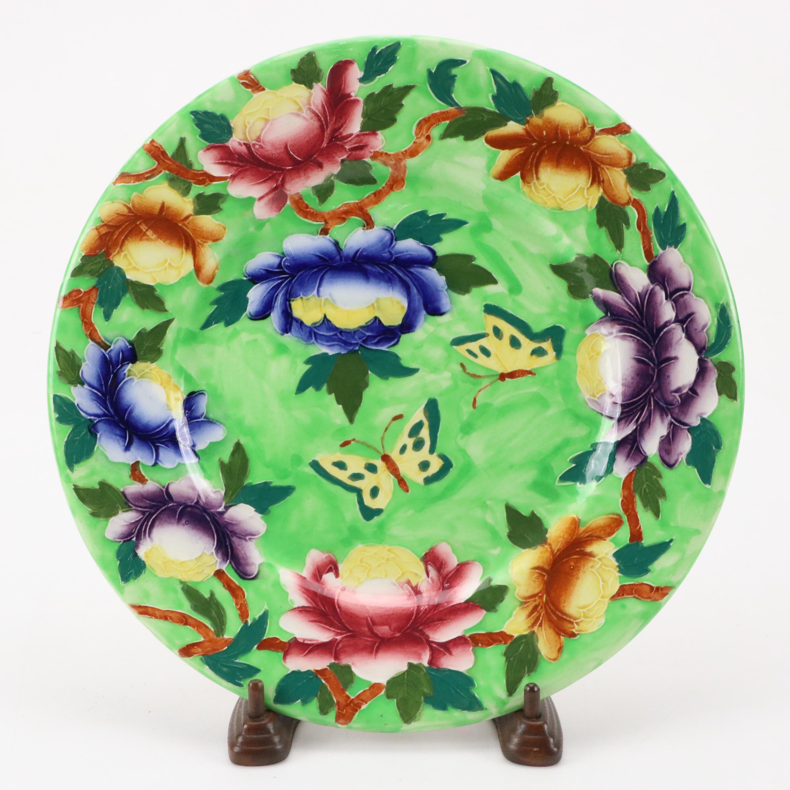 Maling Pottery English Art Deco Style Cabinet Plates, Early to Mid 20th Century