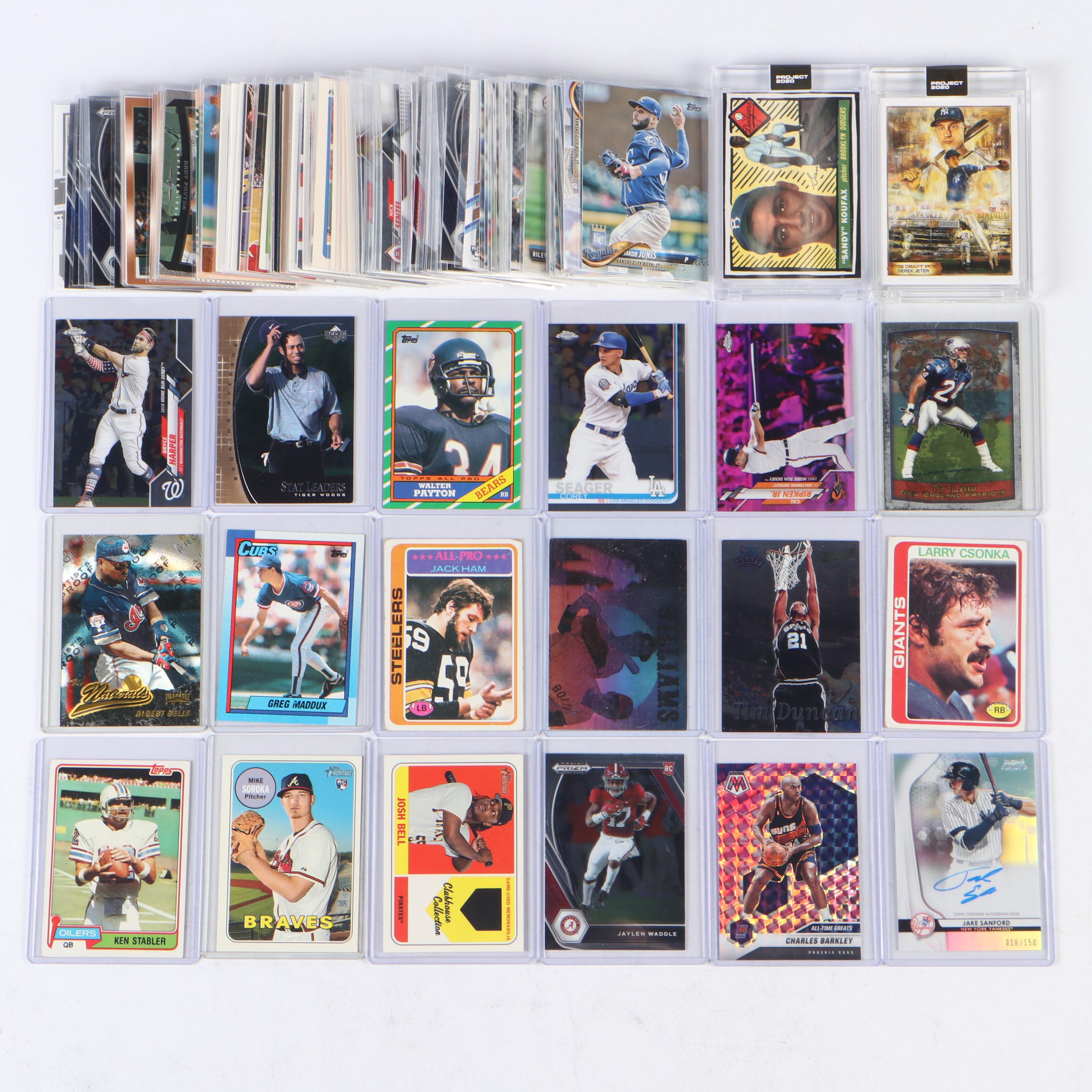 Mosaic and Other Sports Cards with Tiger Woods, Walter Payton, and Bryce Harper