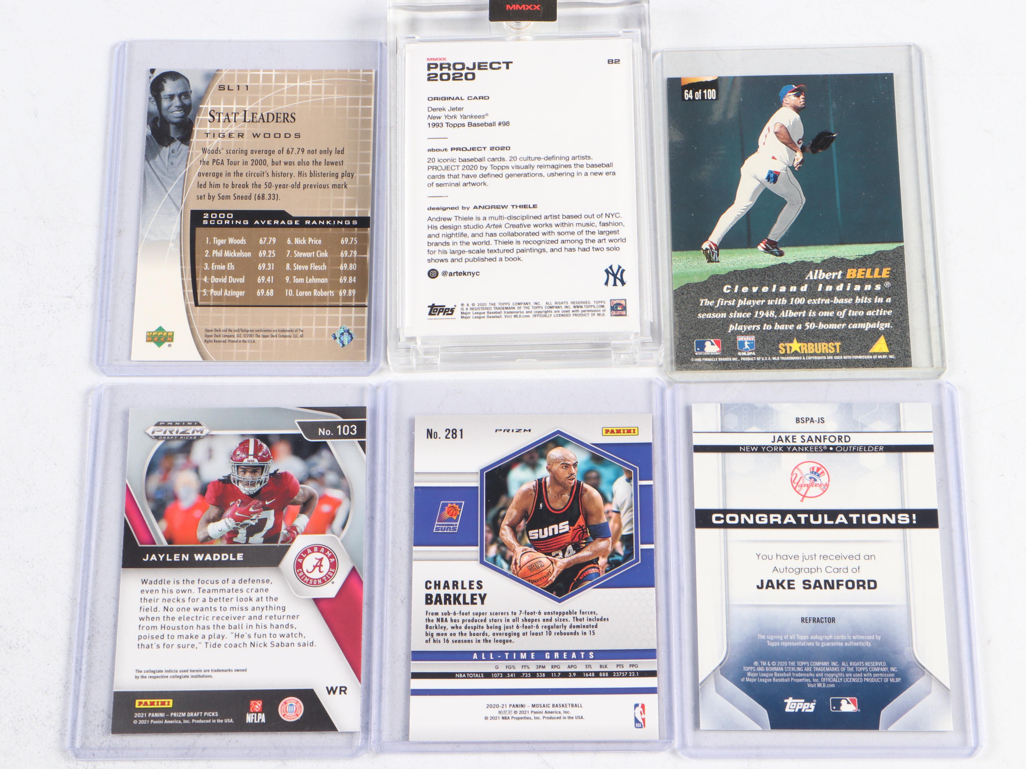 Mosaic and Other Sports Cards with Tiger Woods, Walter Payton, and Bryce Harper