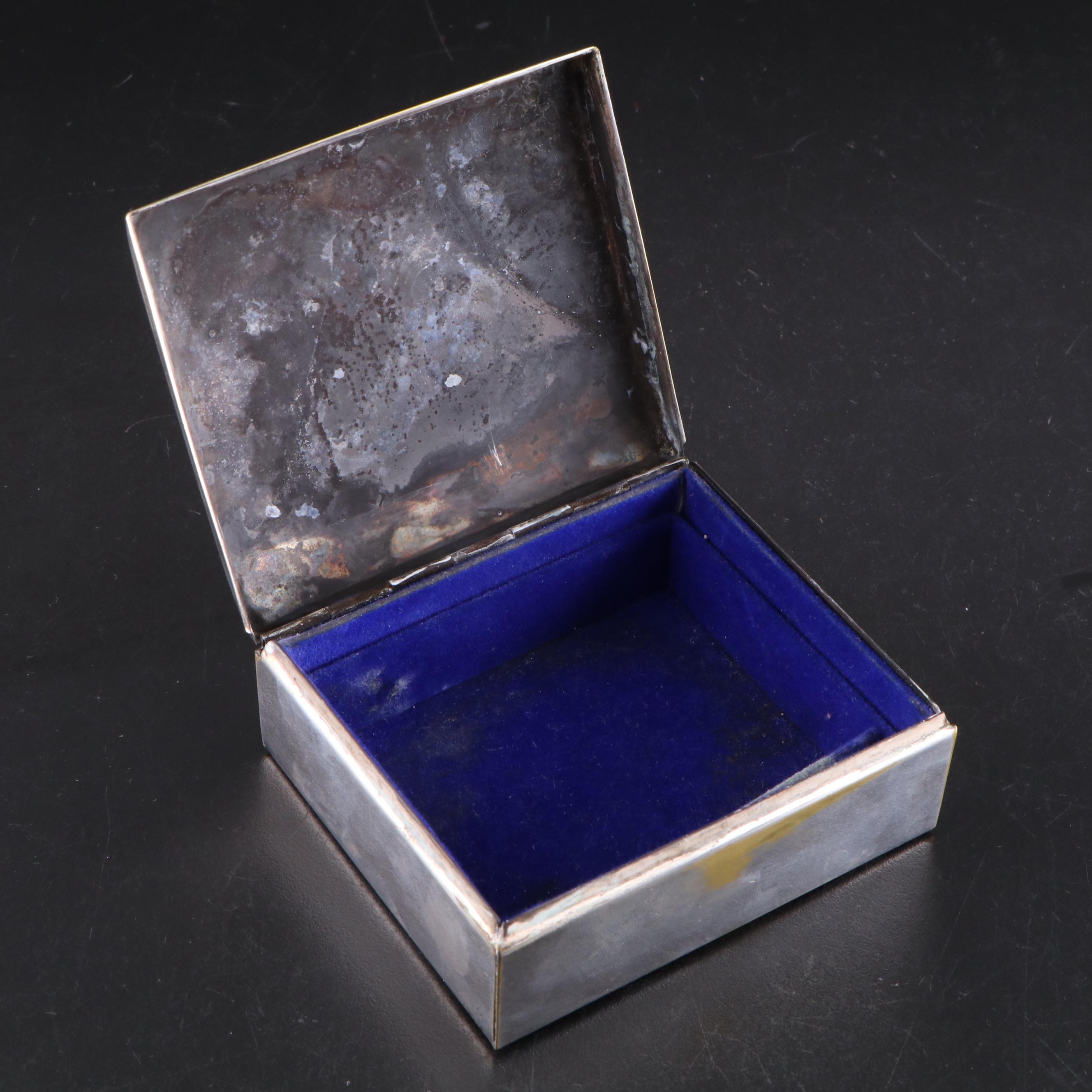 Towle Silver Plate Trinket Box with Embossed Silver Plate Box and More