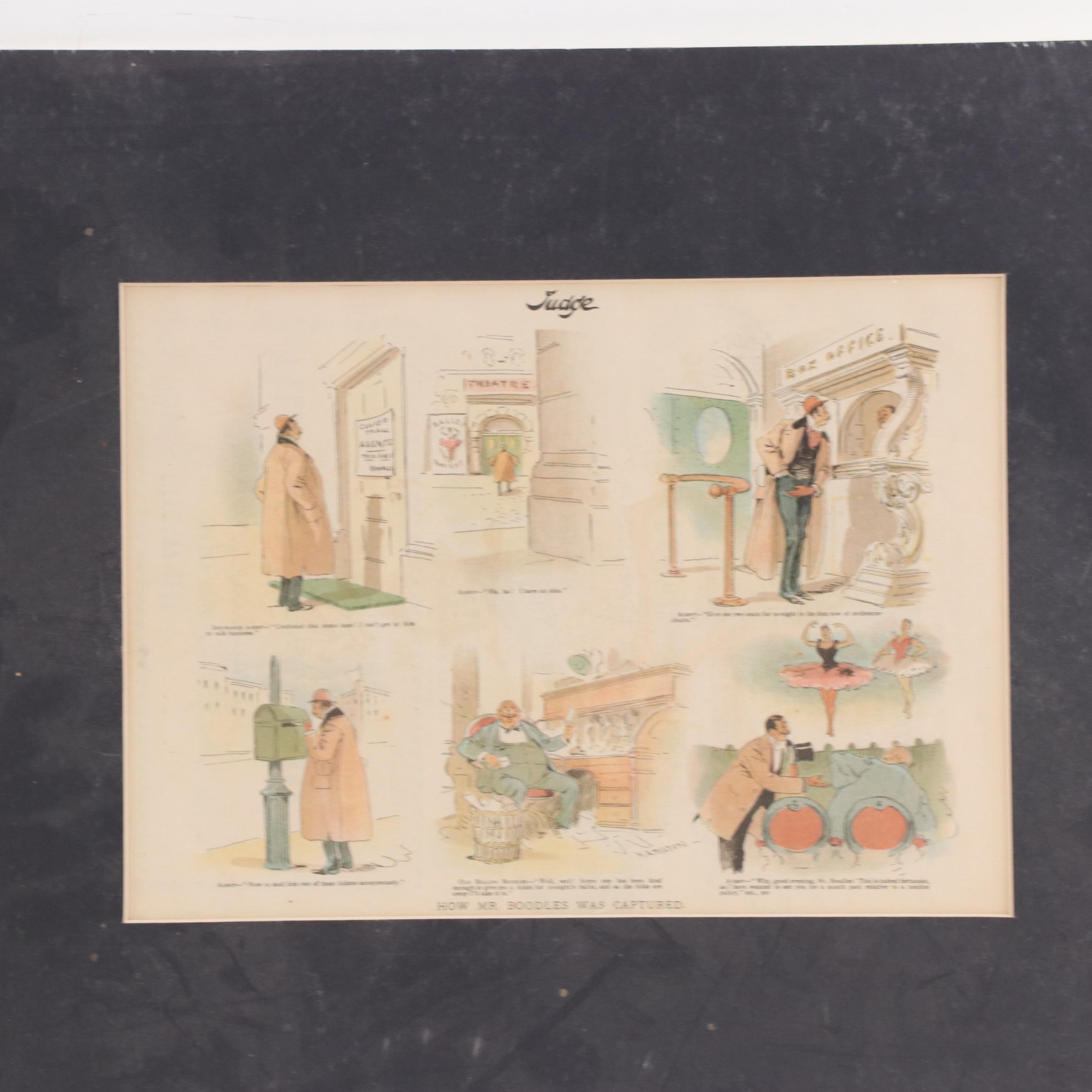 "The Judge" American Political Satire Themed Halftone Prints, Late 19th Century