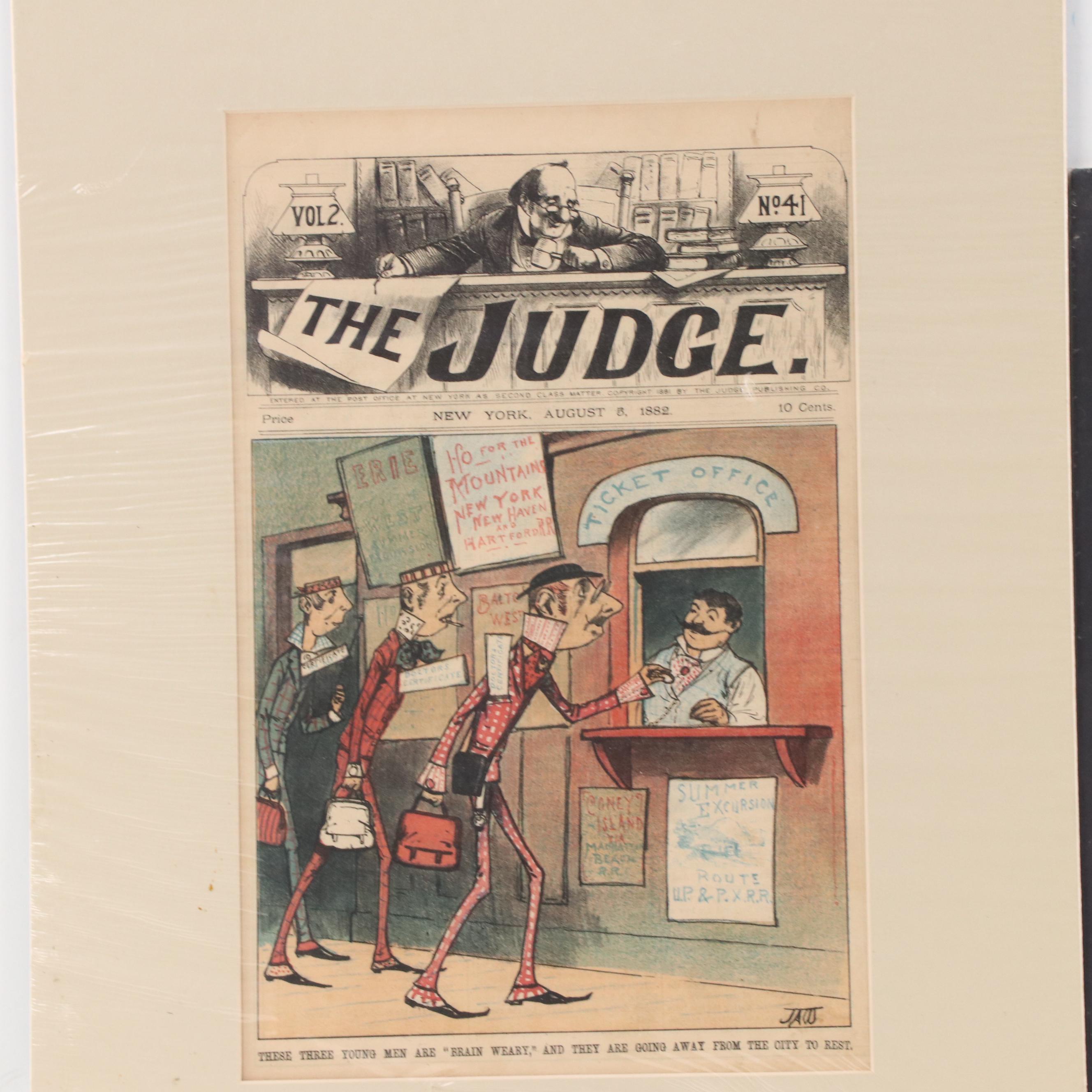 "The Judge" American Political Satire Themed Halftone Prints, Late 19th Century