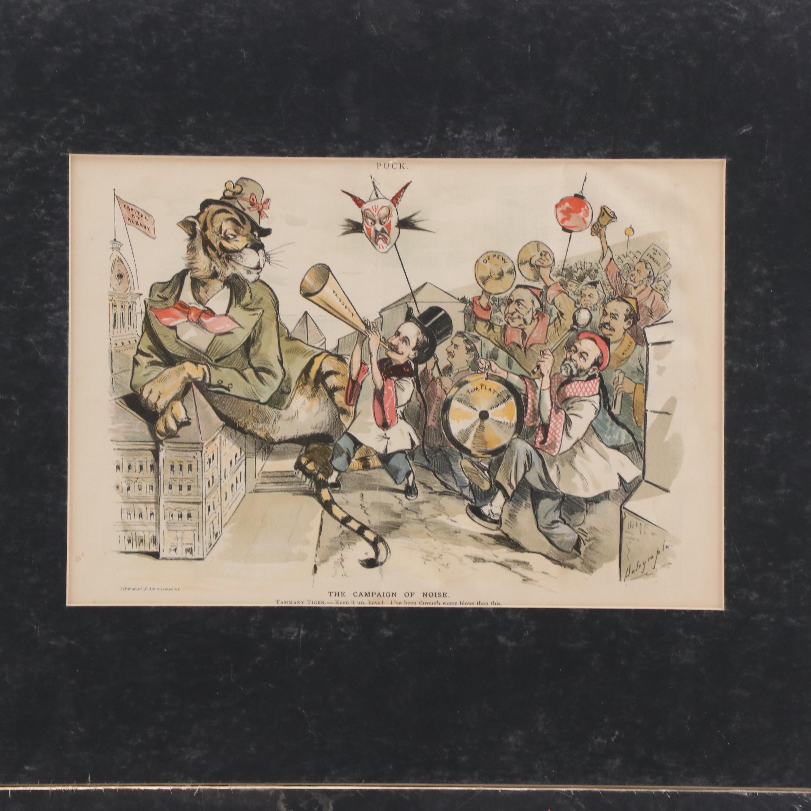 "Tammany Tiger" Political Cartoon Chromolithograph Prints, Late 19th Century