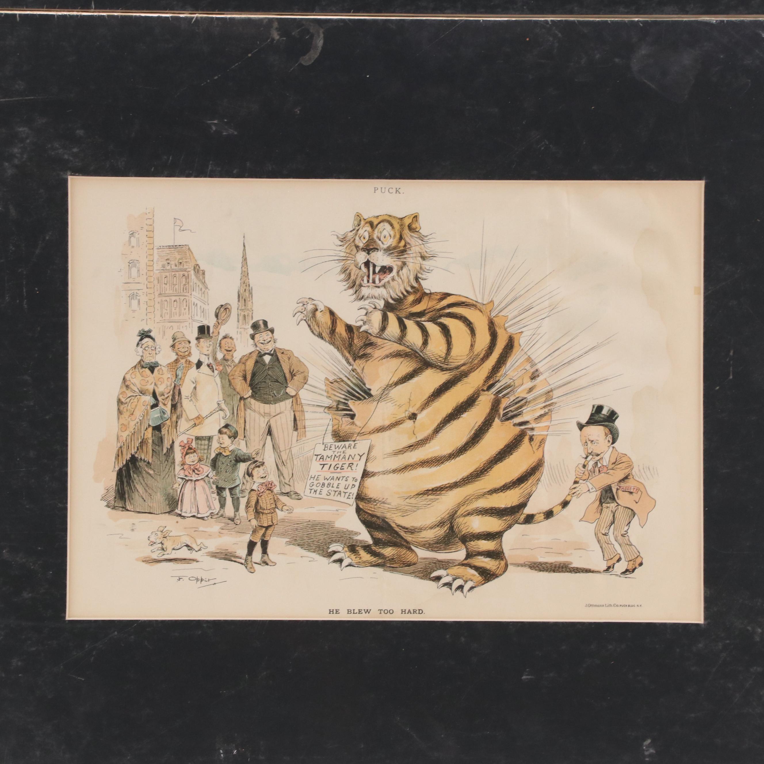 "Tammany Tiger" Political Cartoon Chromolithograph Prints, Late 19th Century