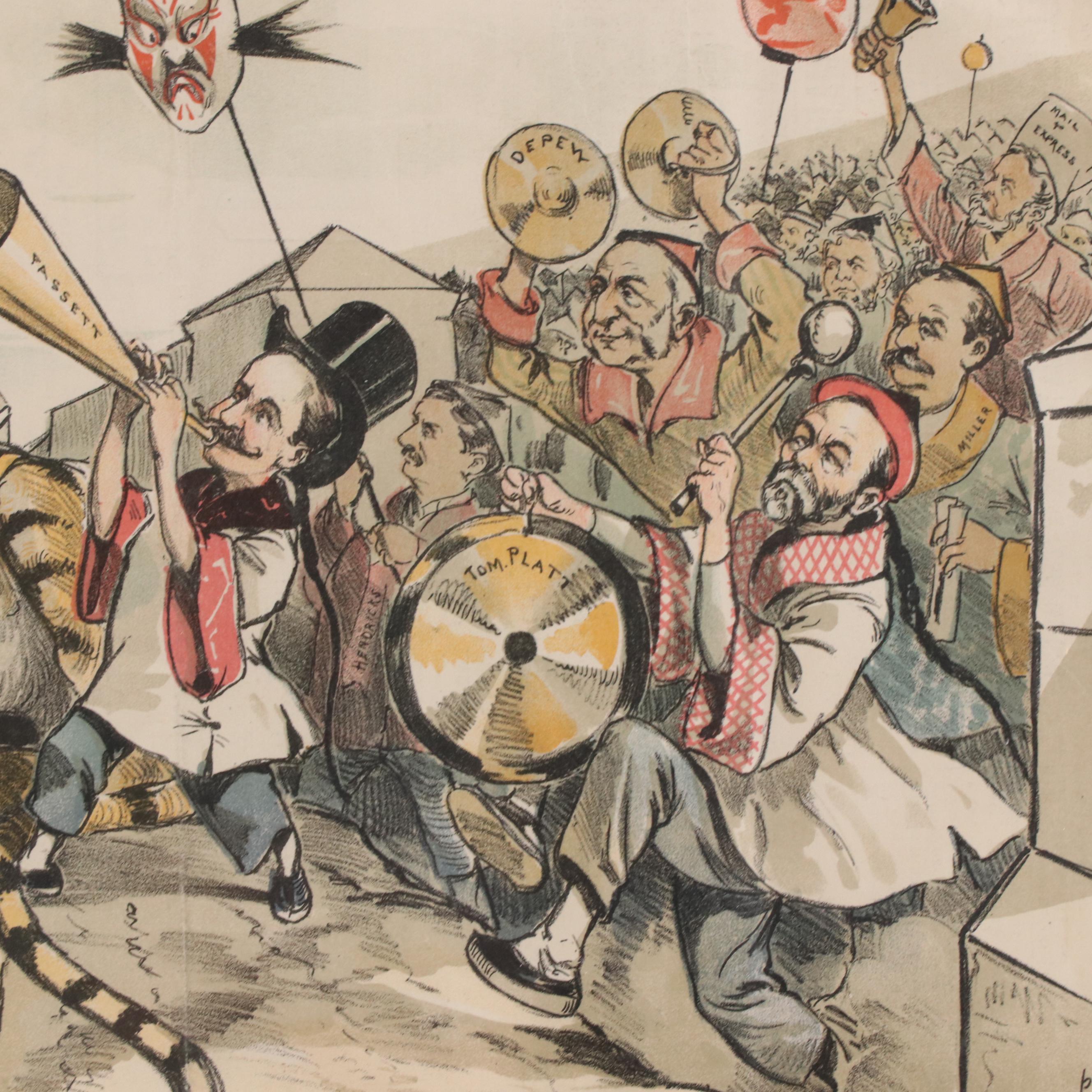 "Tammany Tiger" Political Cartoon Chromolithograph Prints, Late 19th Century