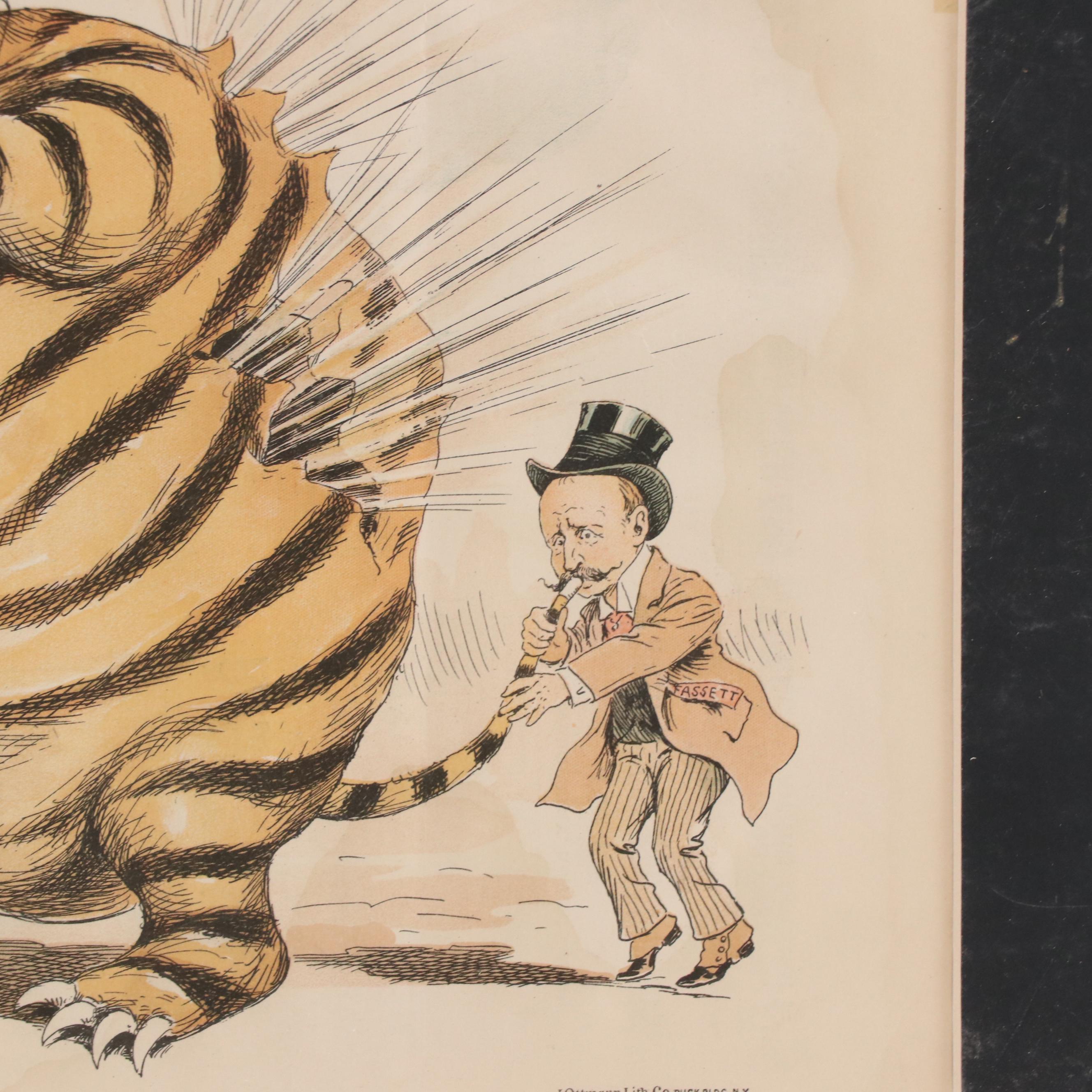 "Tammany Tiger" Political Cartoon Chromolithograph Prints, Late 19th Century
