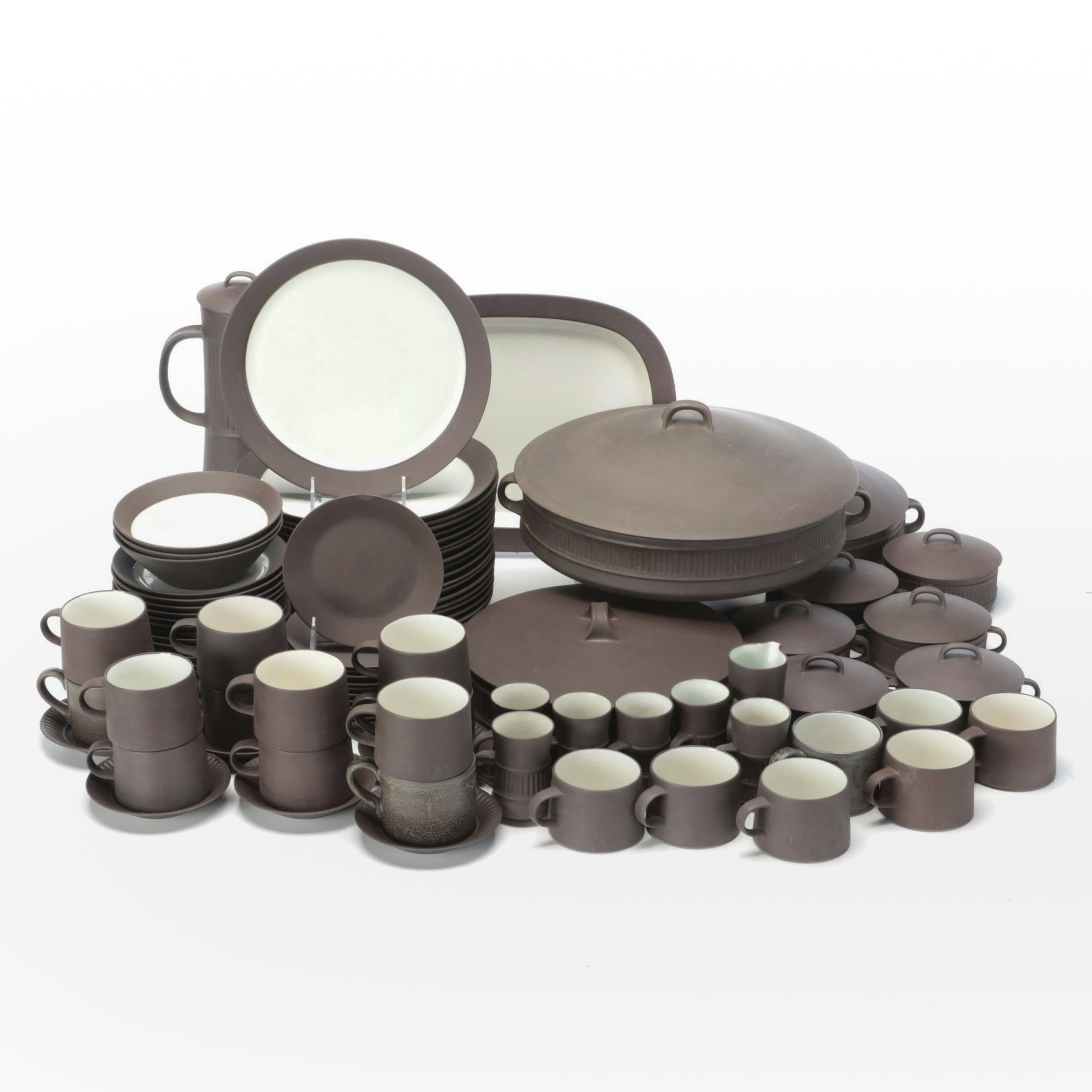 Dansk "Flamestone Smooth Brown" Matte Ceramic Dinnerware, 1950–1985