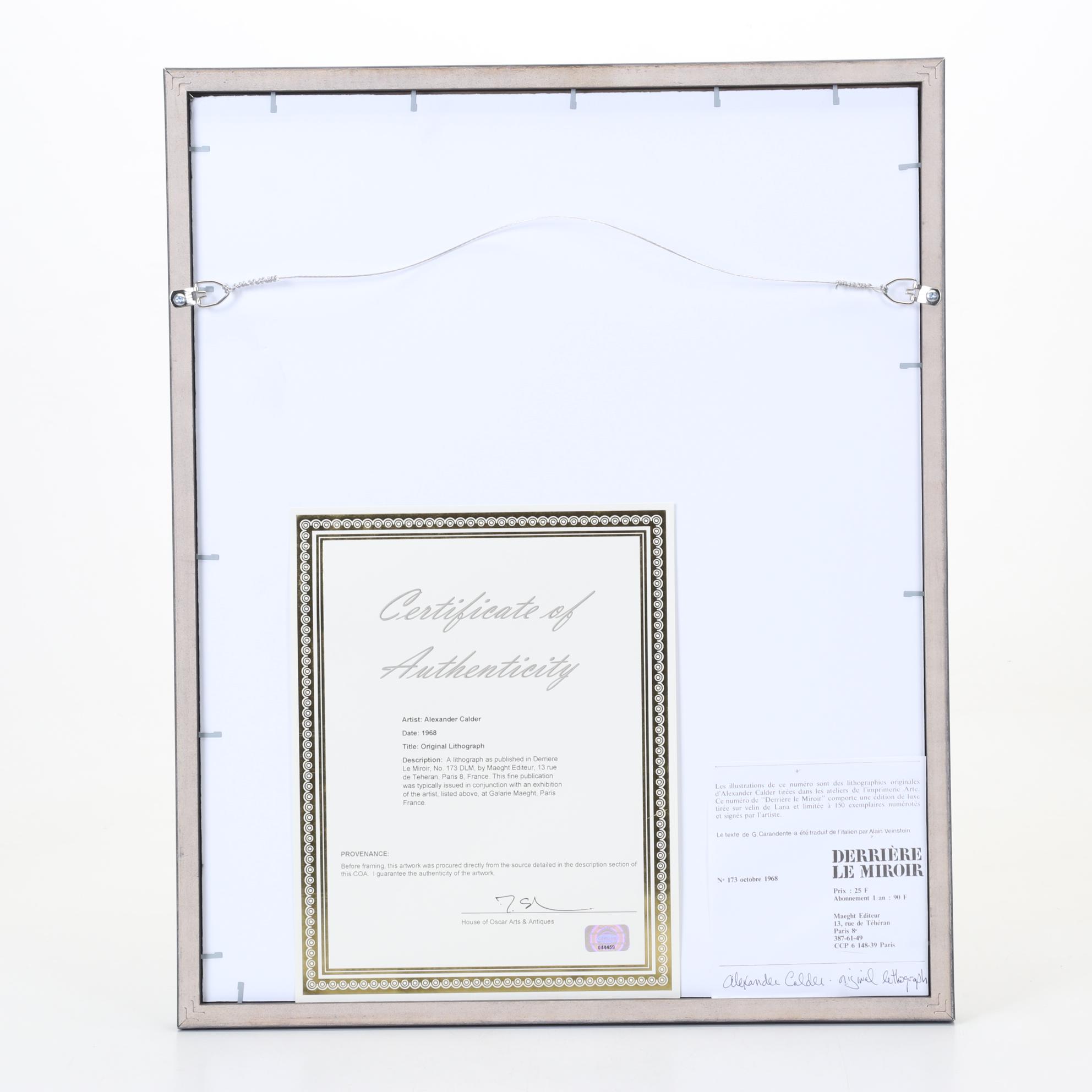 Alexander Calder Abstract Color Lithograph from Derrière le Miroir, 1968