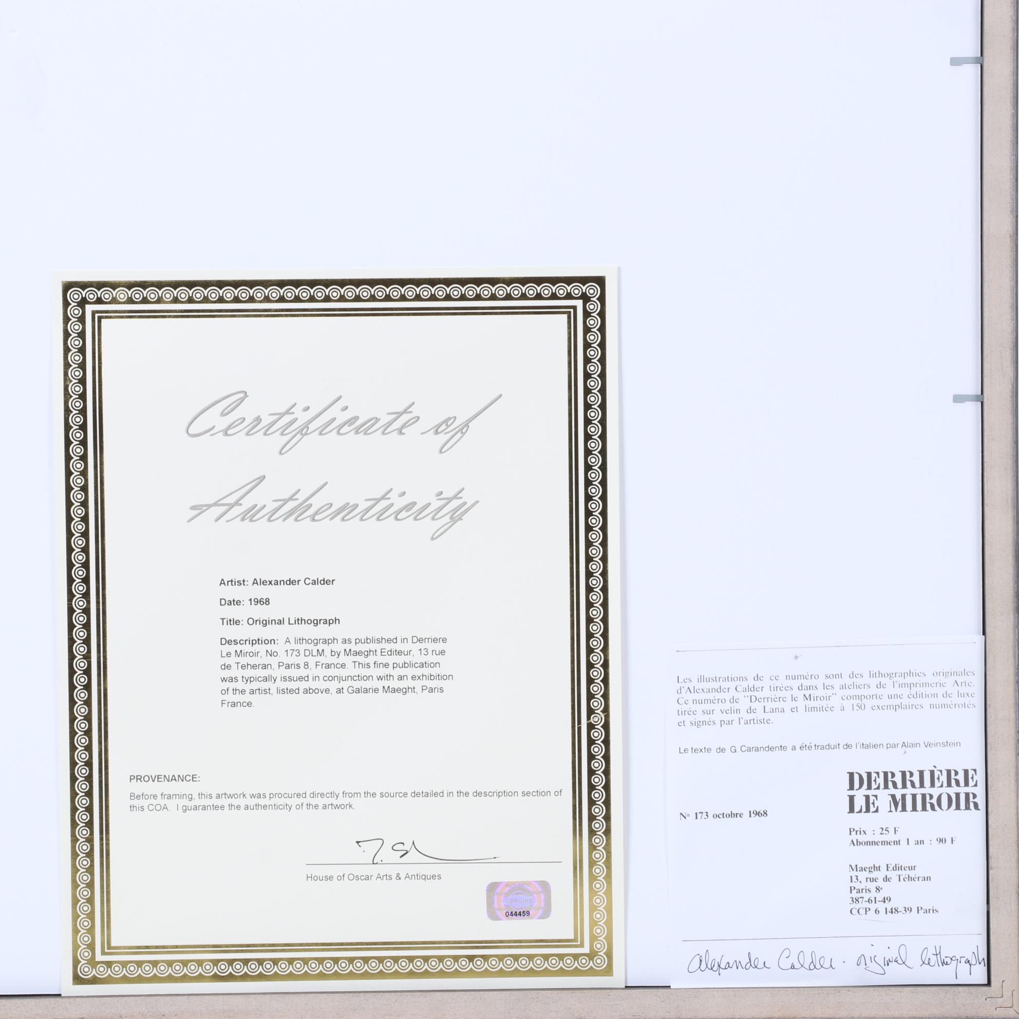 Alexander Calder Abstract Color Lithograph from Derrière le Miroir, 1968