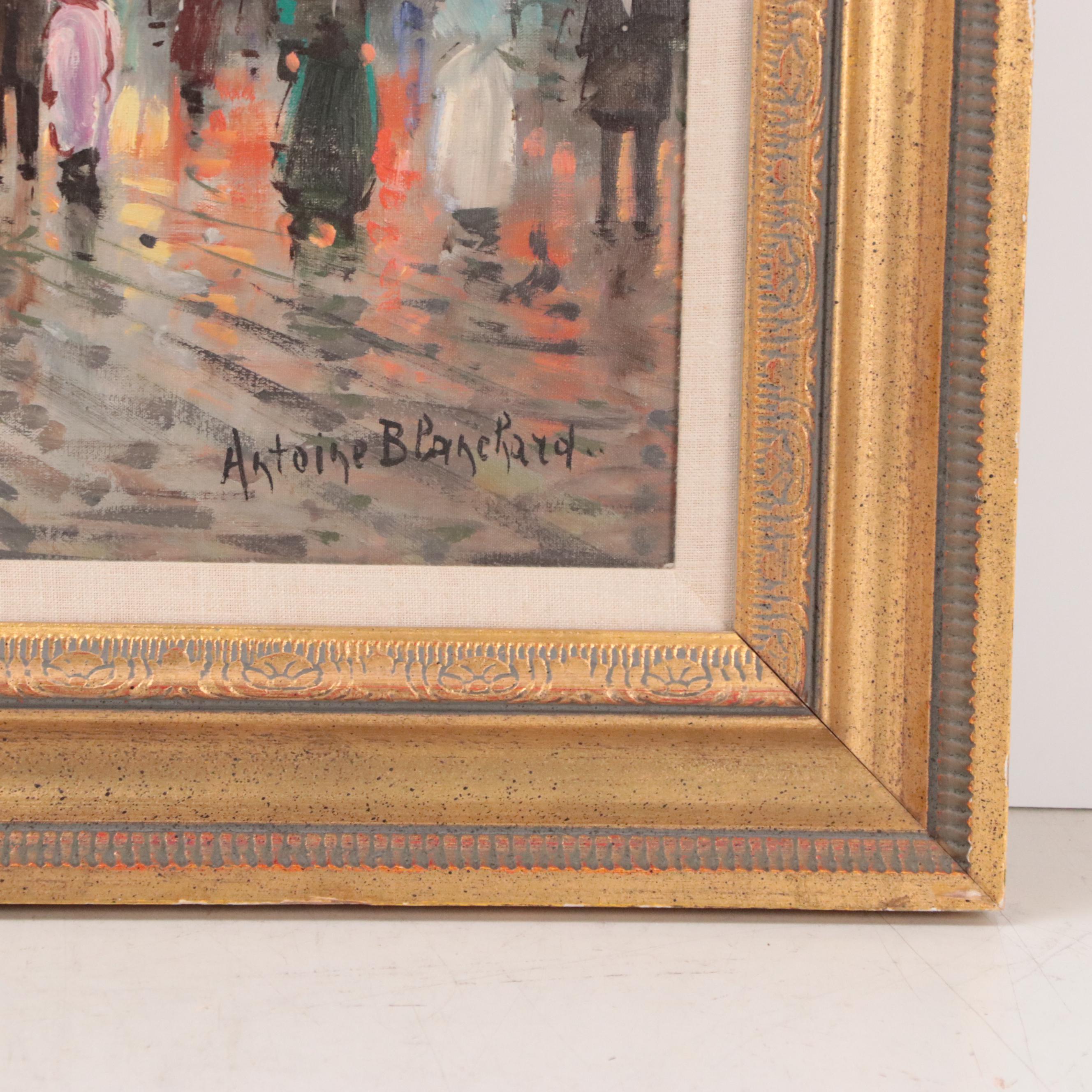 Antoine Blanchard Parisian Cityscape Oil Painting of Moulin Rouge