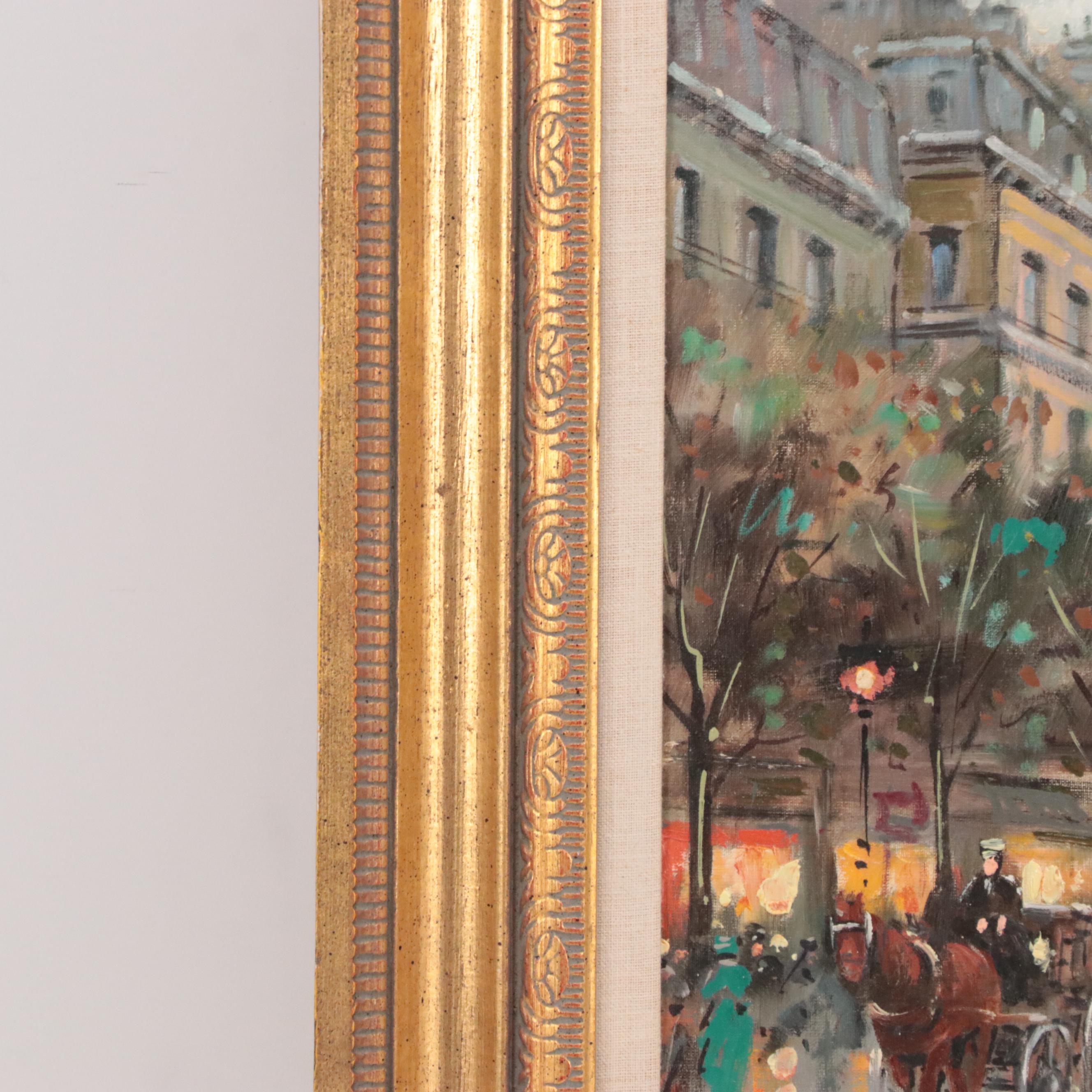 Antoine Blanchard Parisian Cityscape Oil Painting of Moulin Rouge