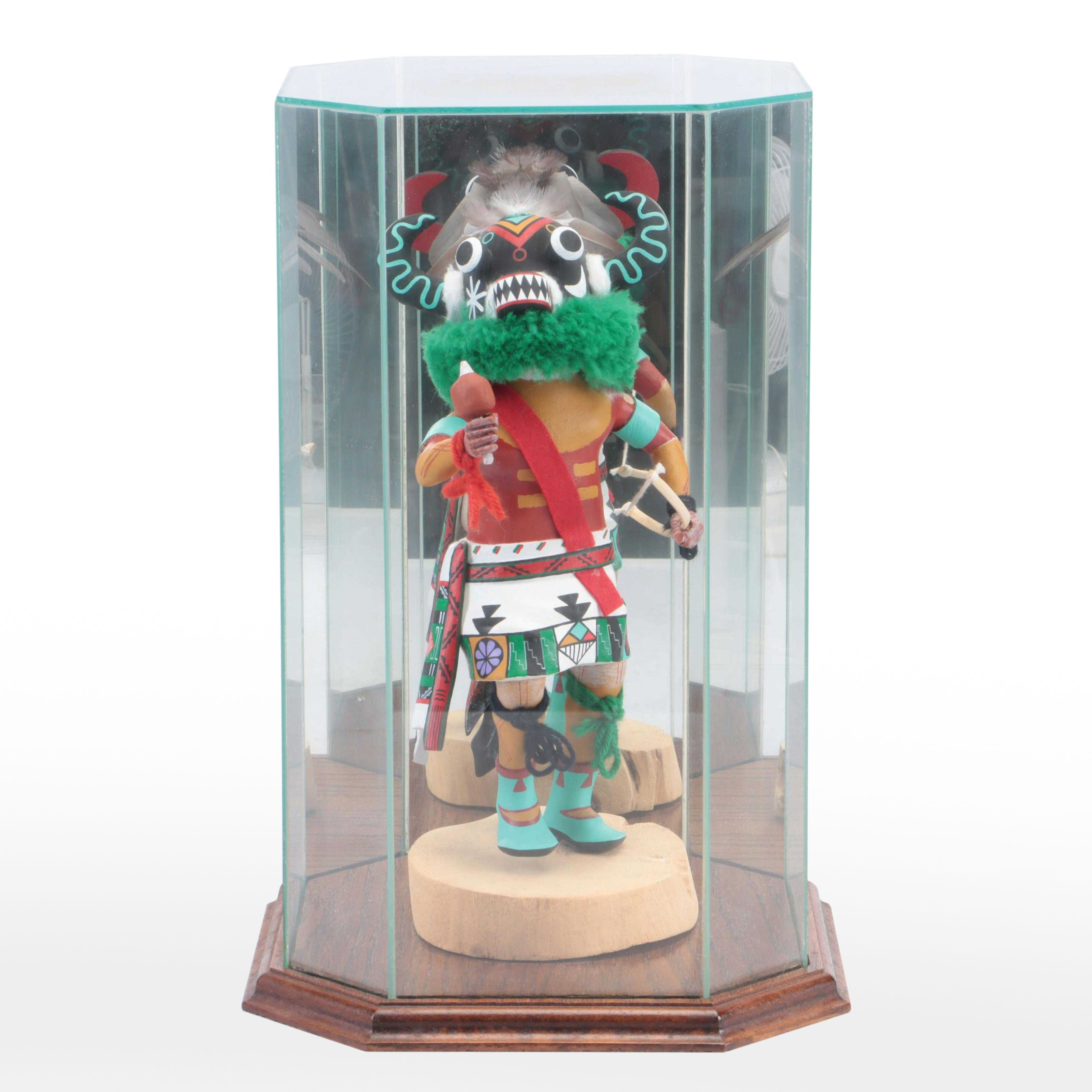 Hopi Carved "Tahaum Soyoko" Black Ogre's Uncle Kachina in Display