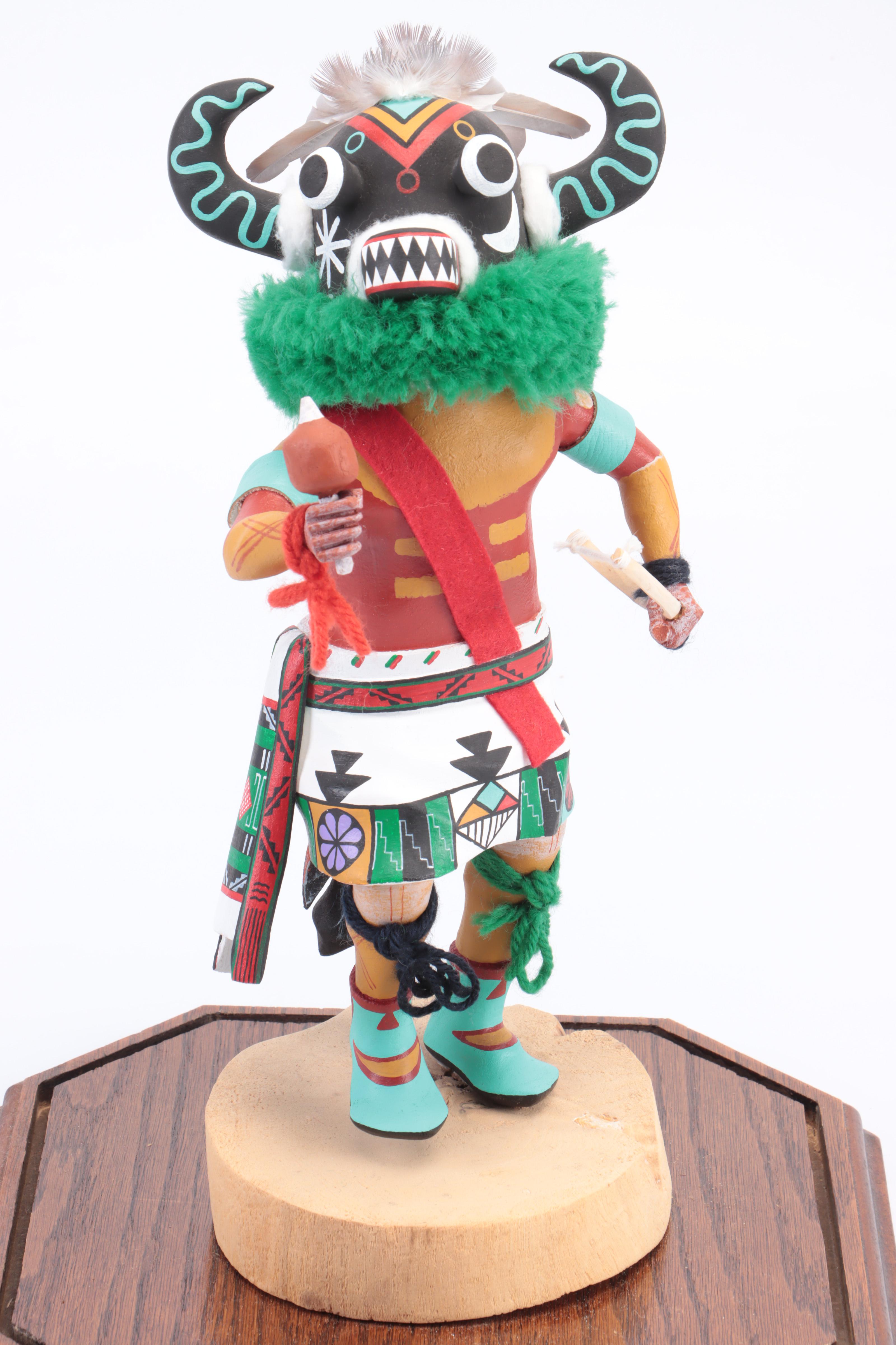 Hopi Carved "Tahaum Soyoko" Black Ogre's Uncle Kachina in Display