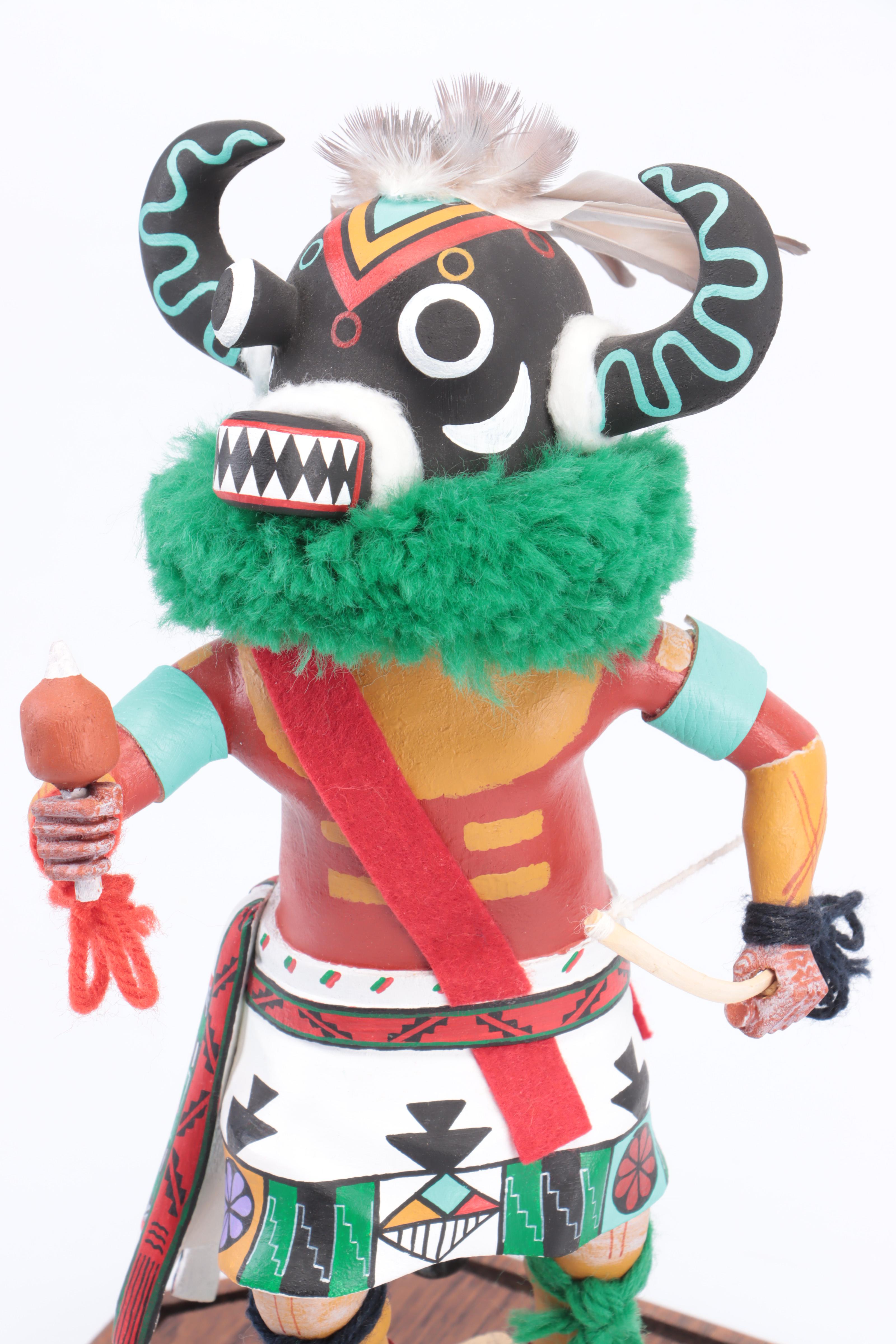 Hopi Carved "Tahaum Soyoko" Black Ogre's Uncle Kachina in Display