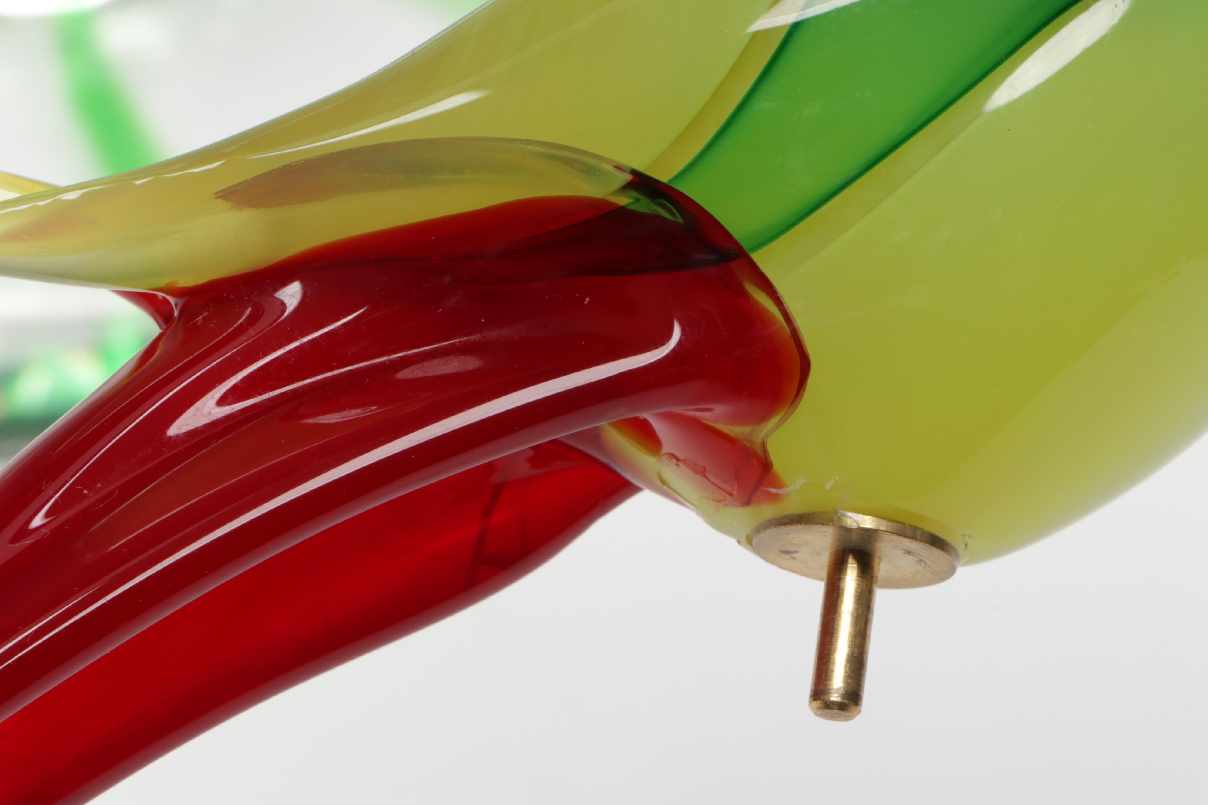 Arnaldo Zanella Murano Handcrafted Parrots and Nest in Tree Art Glass Sculpture